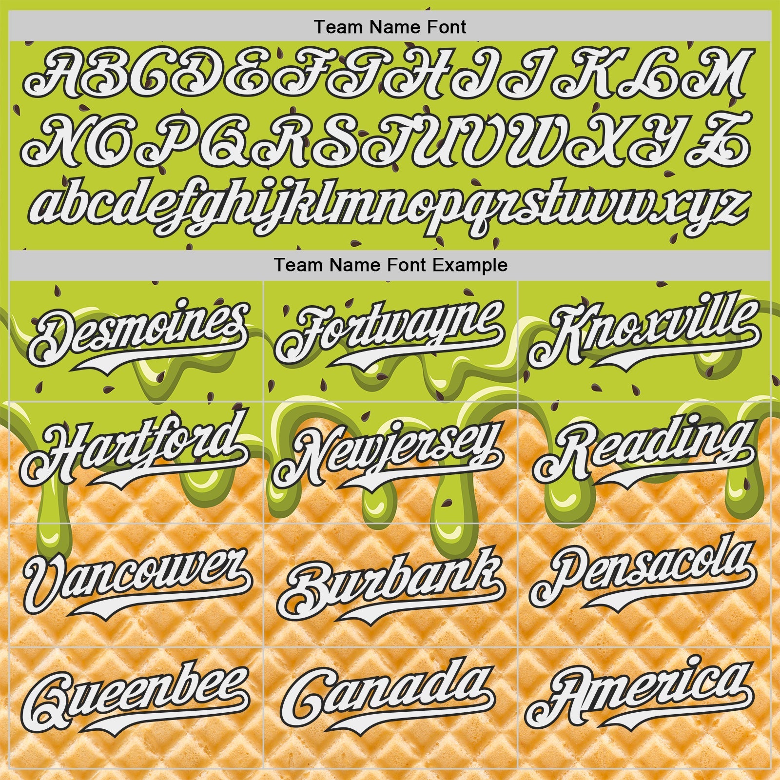 Custom Neon Green White-Black Ice Cream Waffle Foodie Dessert Authentic Baseball Jersey view 4