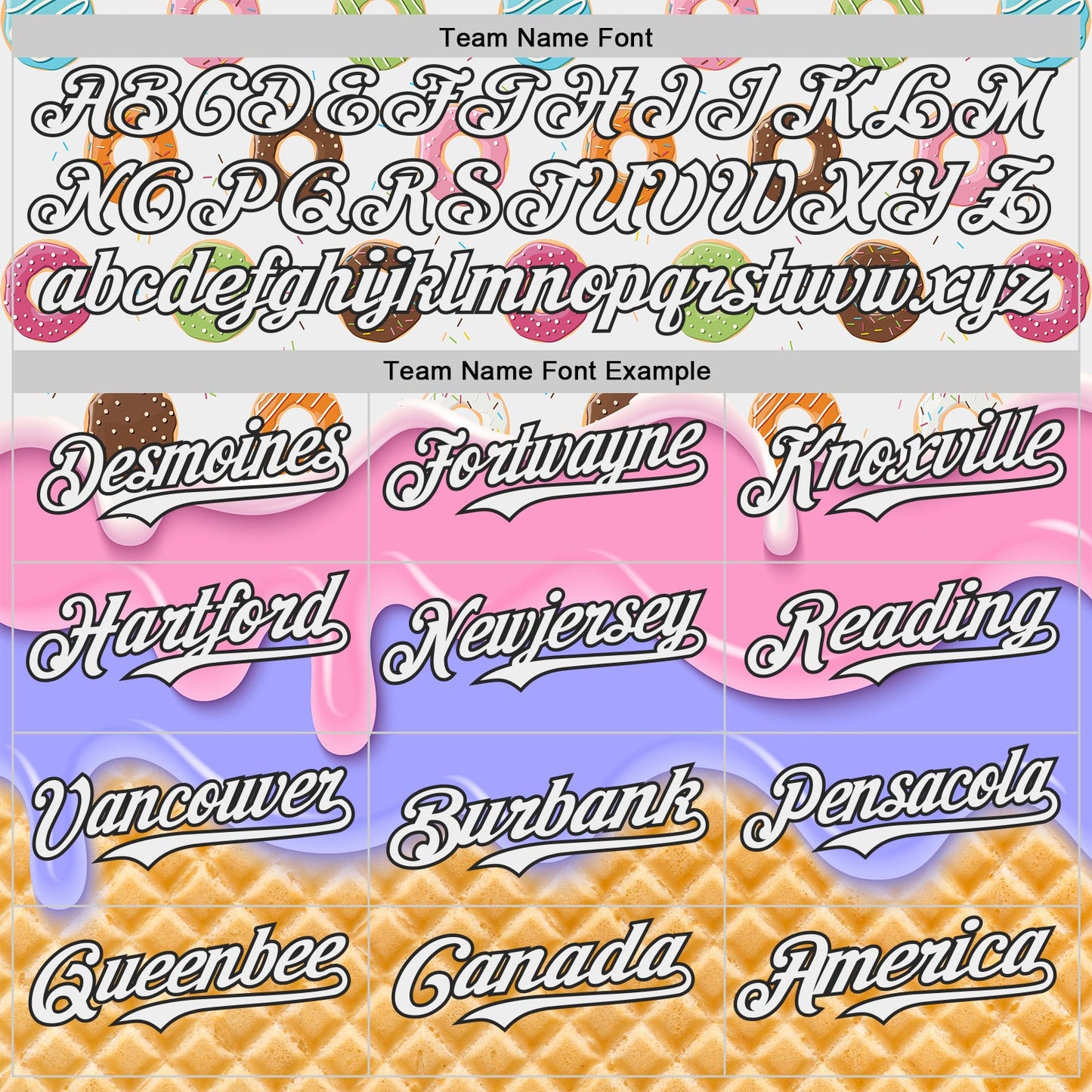 Custom White-Black Ice Cream Waffle Donut Foodie Dessert Authentic Baseball Jersey view 4