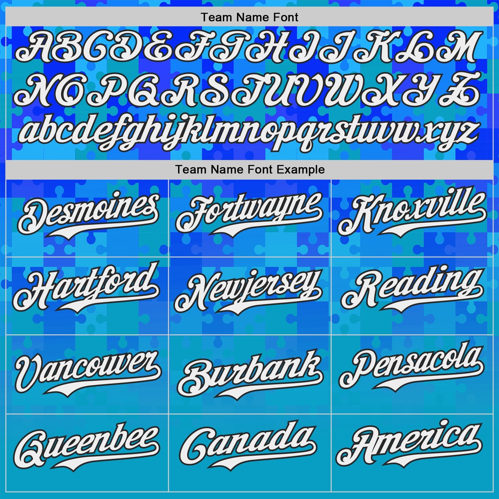 Custom Blue White-Black Puzzle 3D Pattern Design Authentic Baseball Jersey view 4