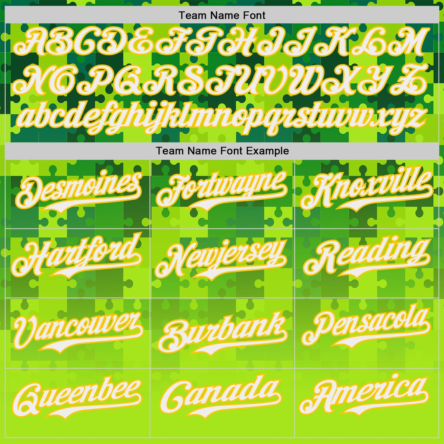 Custom Green White-Yellow Puzzle 3D Pattern Design Authentic Baseball Jersey view 4