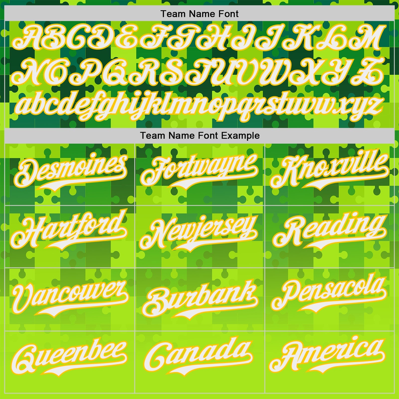 Custom Green White-Yellow Puzzle 3D Pattern Design Authentic Baseball Jersey view 4