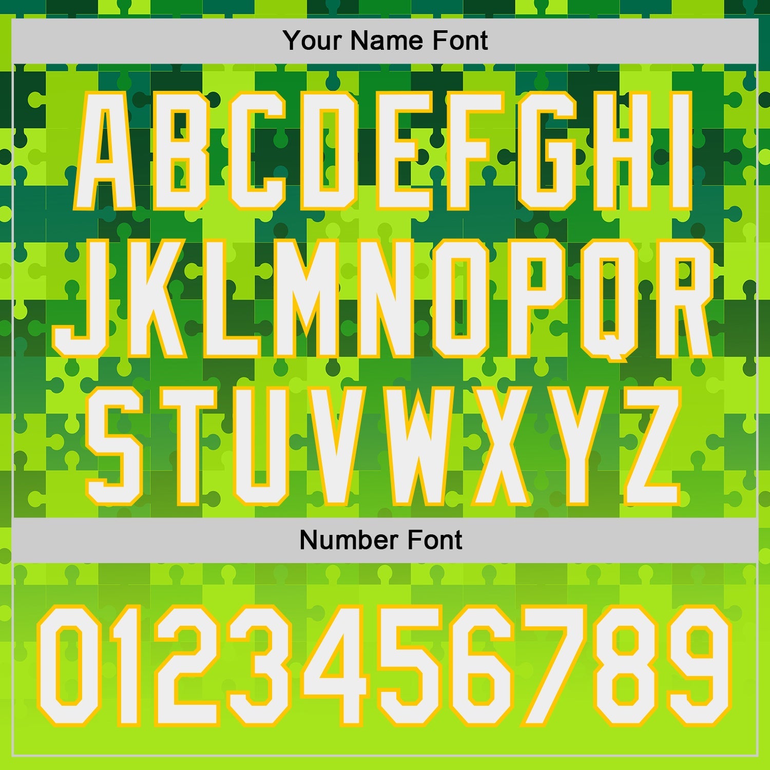 Custom Green White-Yellow Puzzle 3D Pattern Design Authentic Baseball Jersey view 5