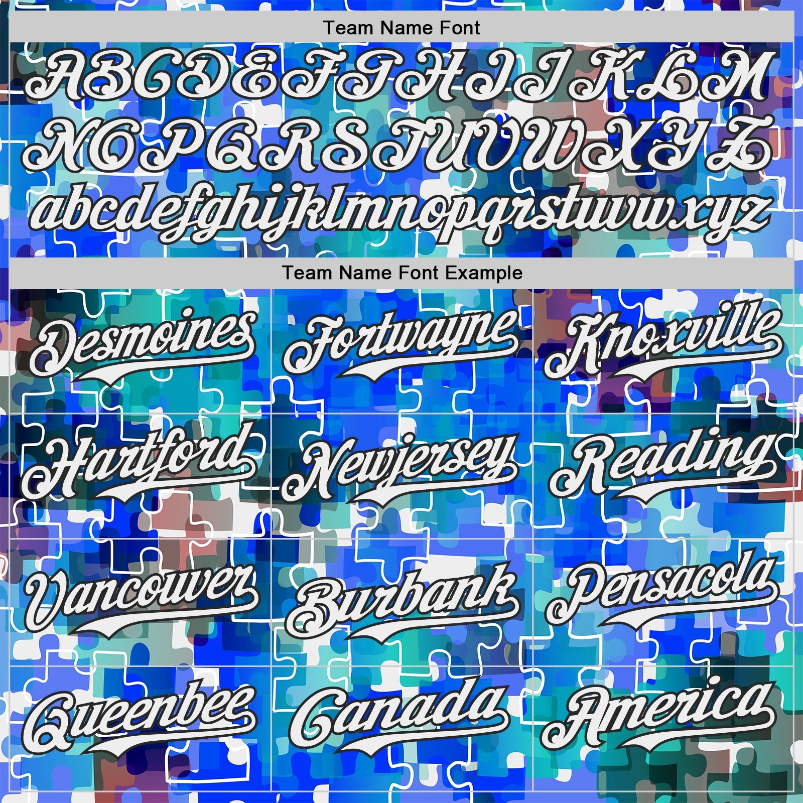Custom Electric Blue White-Black Puzzle 3D Pattern Design Authentic Baseball Jersey view 4