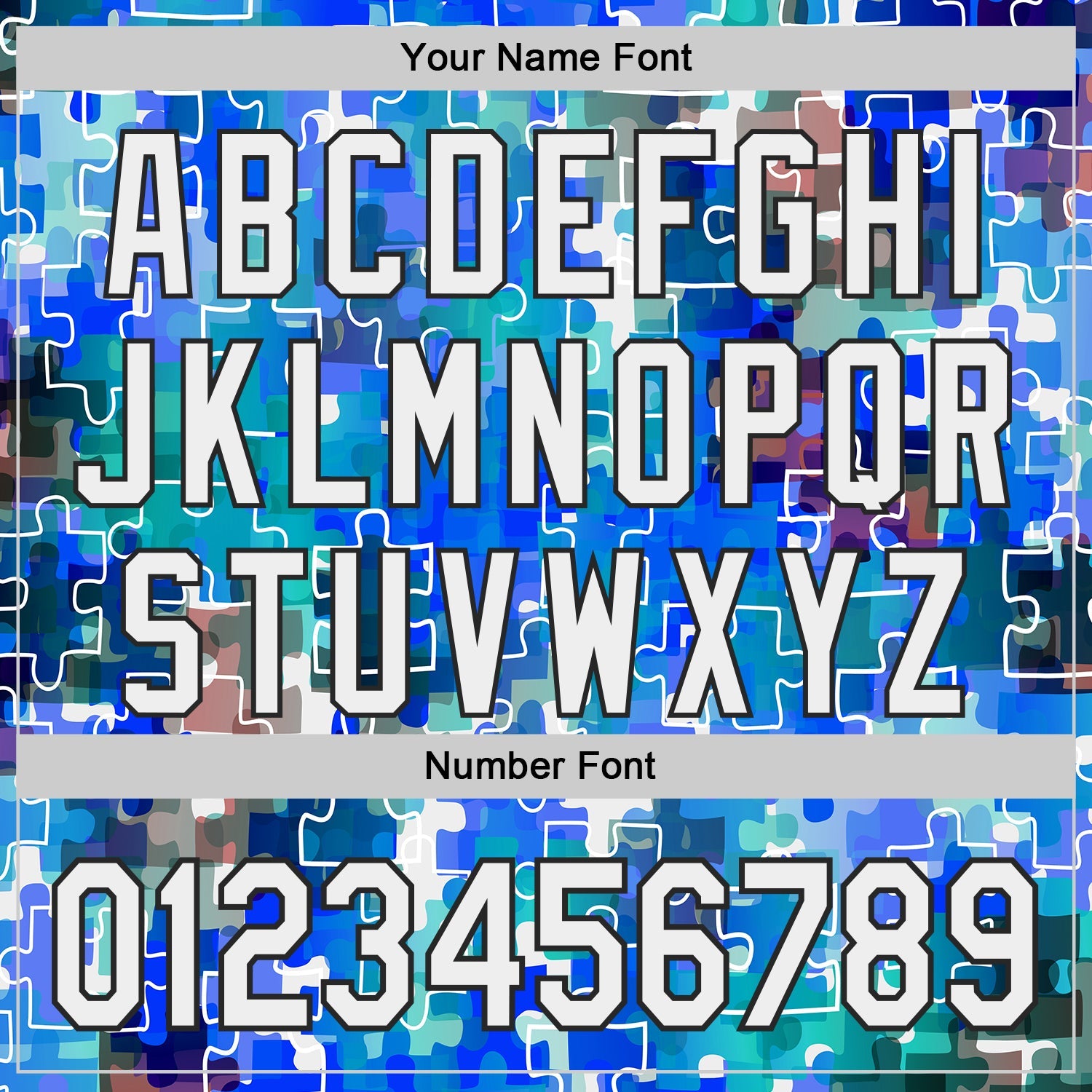 Custom Electric Blue White-Black Puzzle 3D Pattern Design Authentic Baseball Jersey view 5