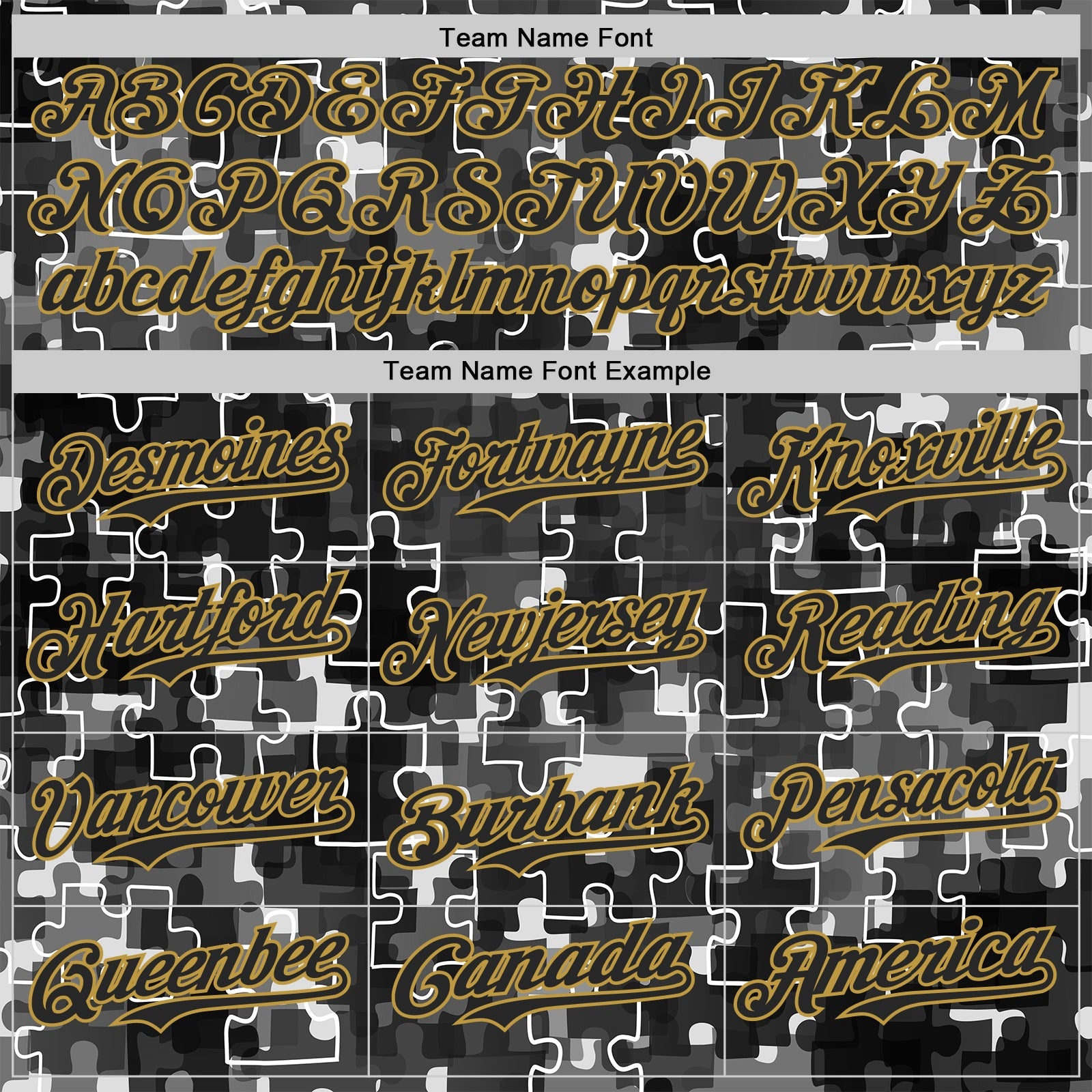 Custom Black-Old Gold Puzzle 3D Pattern Design Authentic Baseball Jersey view 4