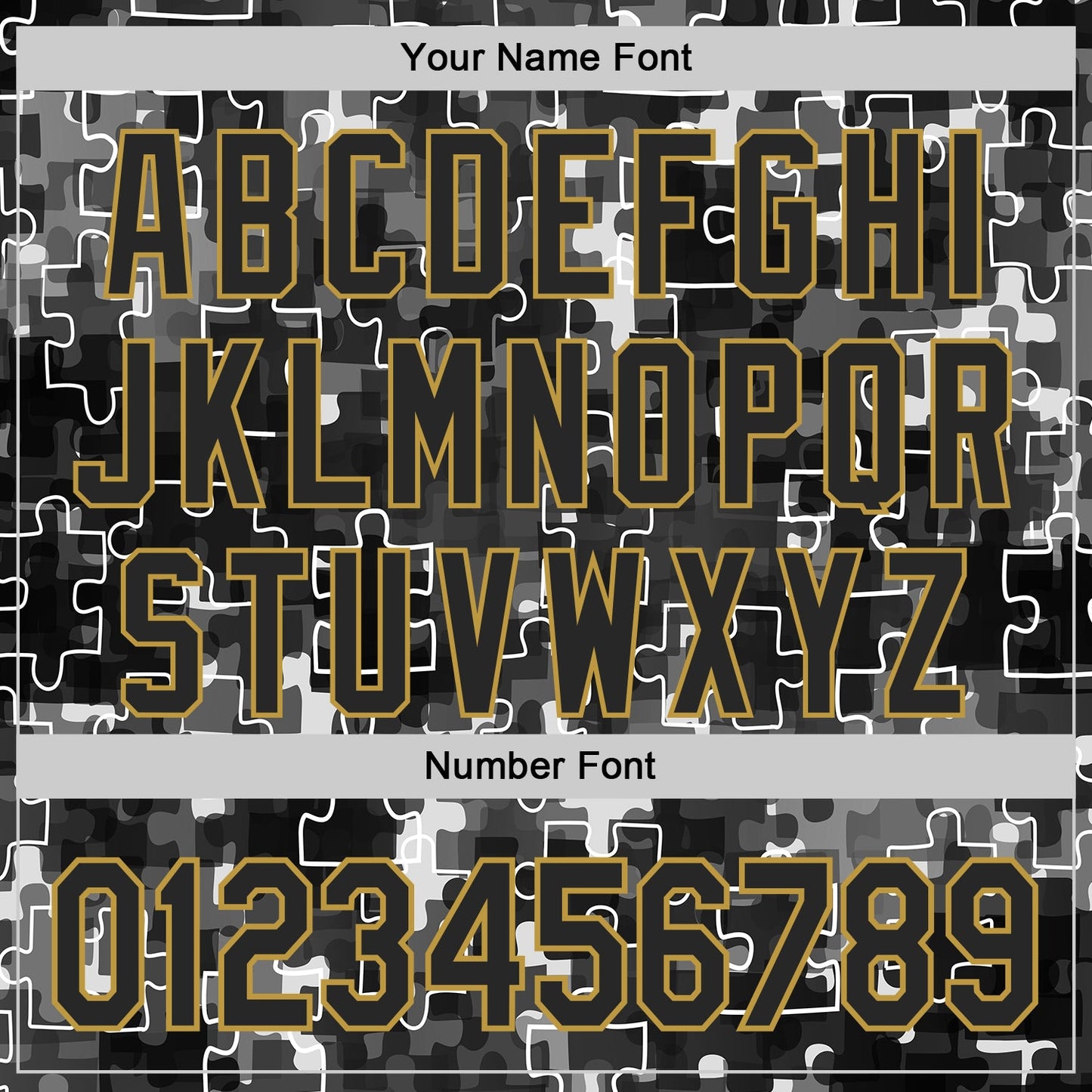 Custom Black-Old Gold Puzzle 3D Pattern Design Authentic Baseball Jersey view 5