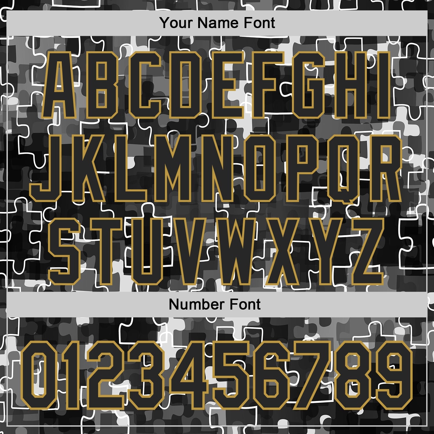 Custom Black-Old Gold Puzzle 3D Pattern Design Authentic Baseball Jersey view 5