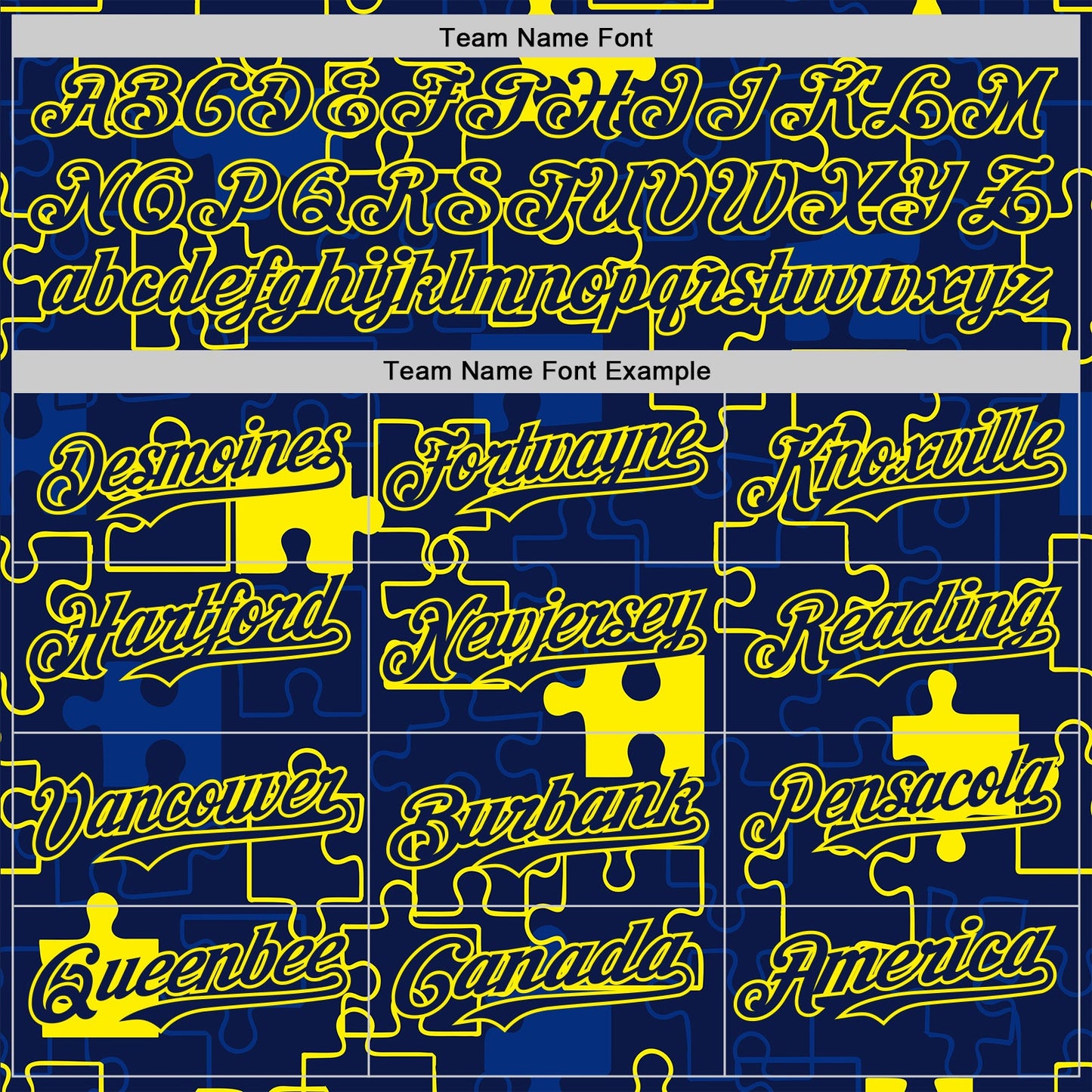 Custom Navy-Light Yellow Puzzle 3D Pattern Design Authentic Baseball Jersey view 4