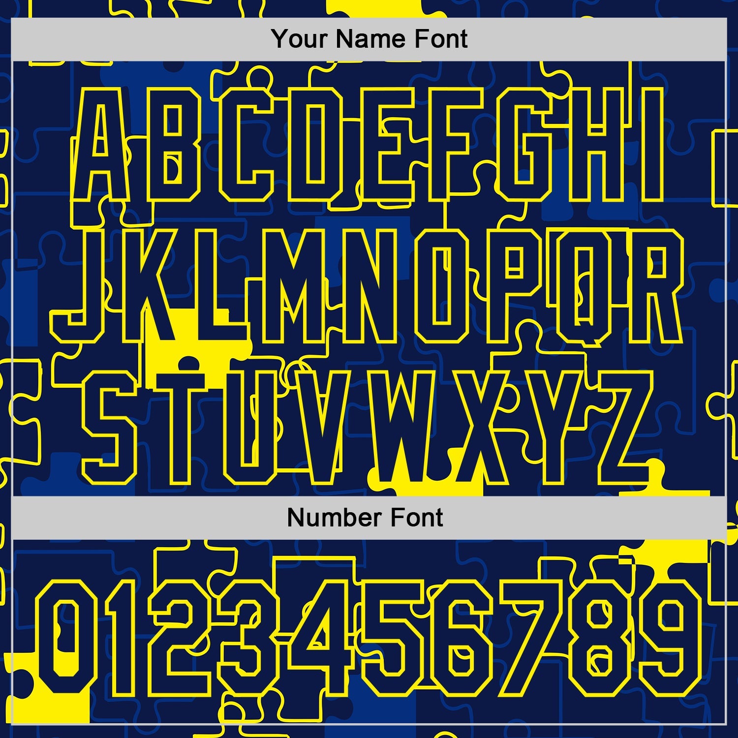 Custom Navy-Light Yellow Puzzle 3D Pattern Design Authentic Baseball Jersey view 5