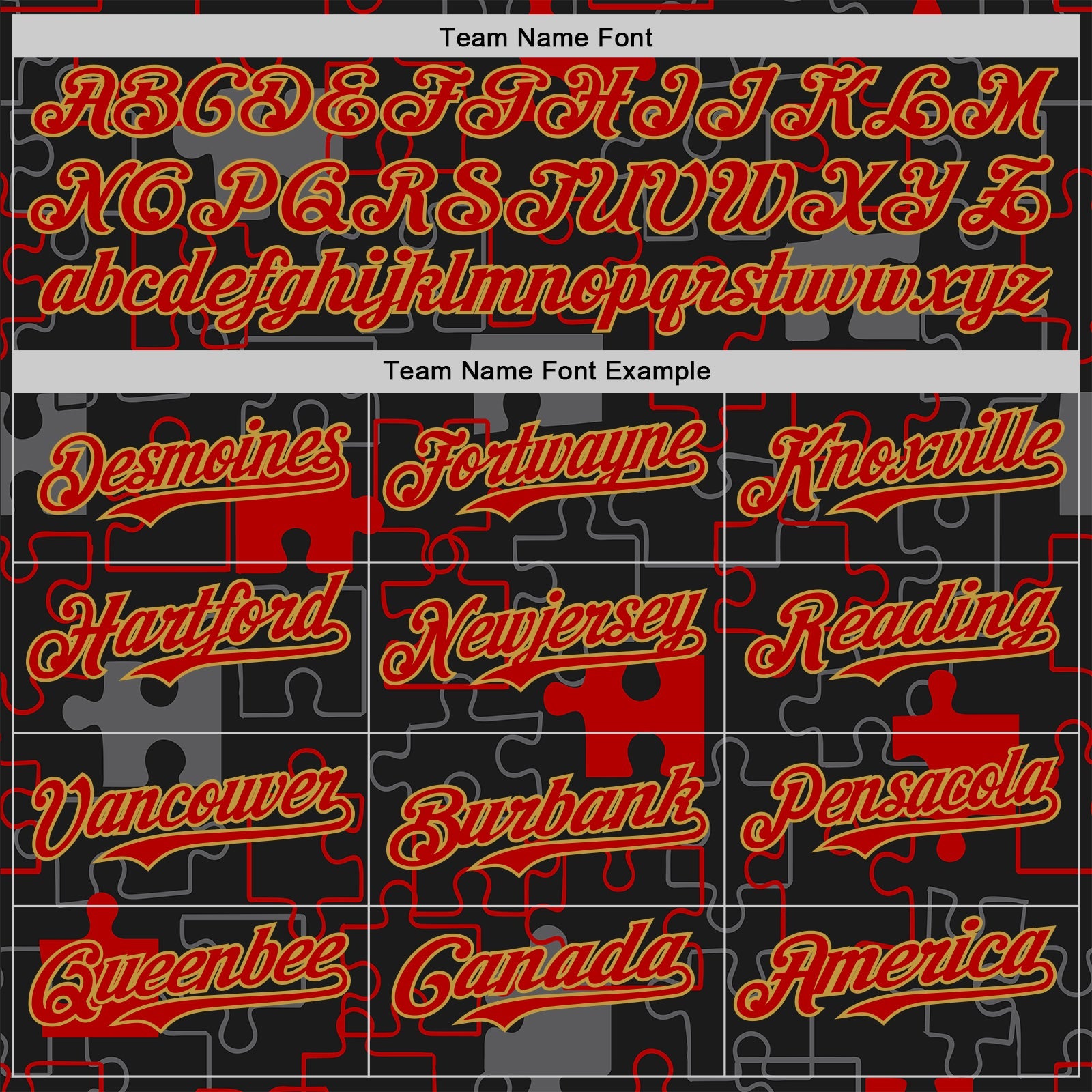 Custom Black Red-Old Gold Puzzle 3D Pattern Design Authentic Baseball Jersey view 4