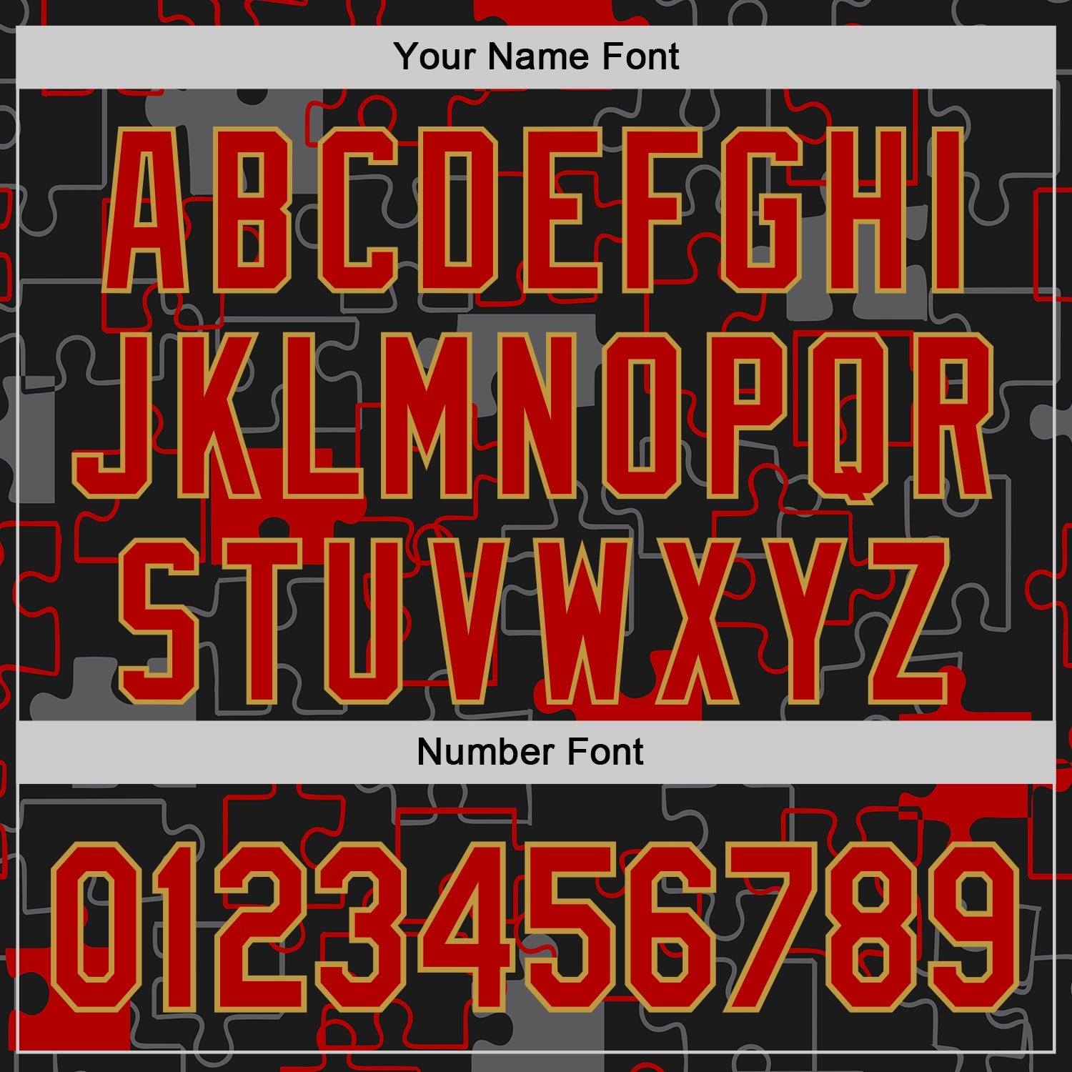 Custom Black Red-Old Gold Puzzle 3D Pattern Design Authentic Baseball Jersey view 5