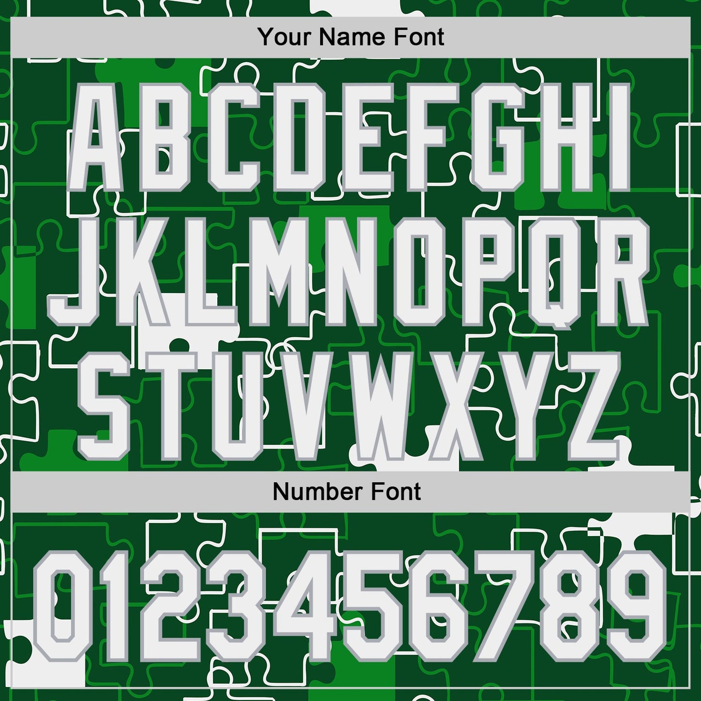 Custom Green White-Gray Puzzle 3D Pattern Design Authentic Baseball Jersey view 5