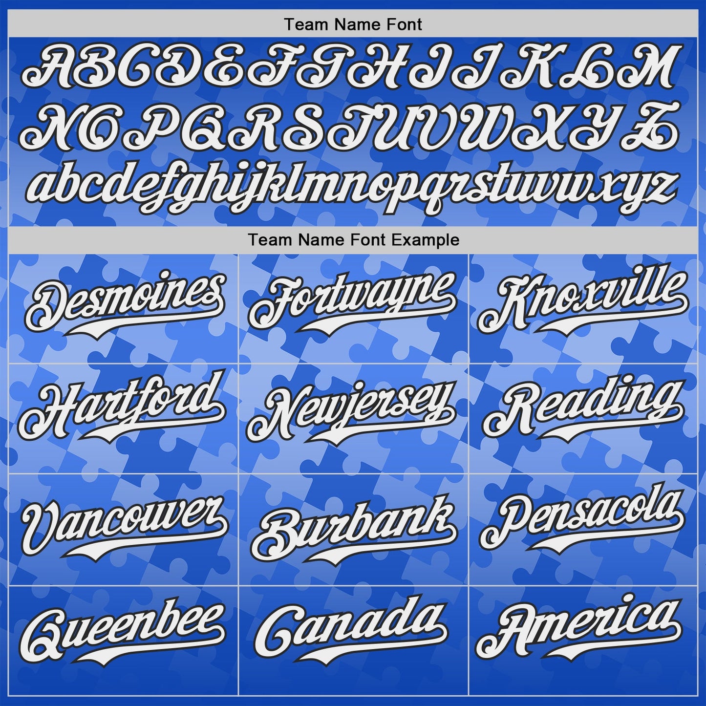 Custom Thunder Blue White-Black Puzzle 3D Pattern Design Authentic Baseball Jersey view 4
