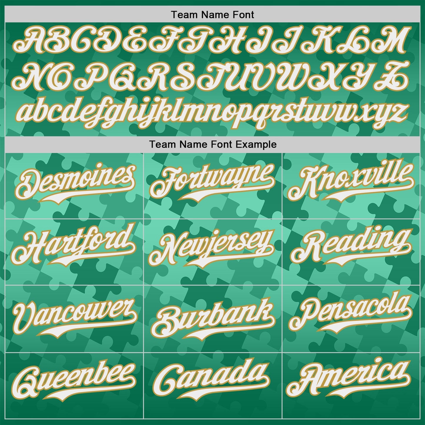 Custom Kelly Green White-Old Gold Puzzle 3D Pattern Design Authentic Baseball Jersey view 4