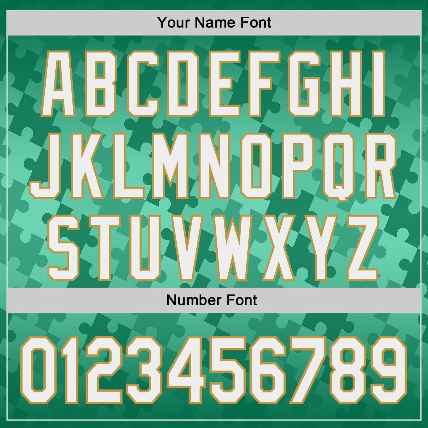 Custom Kelly Green White-Old Gold Puzzle 3D Pattern Design Authentic Baseball Jersey view 5