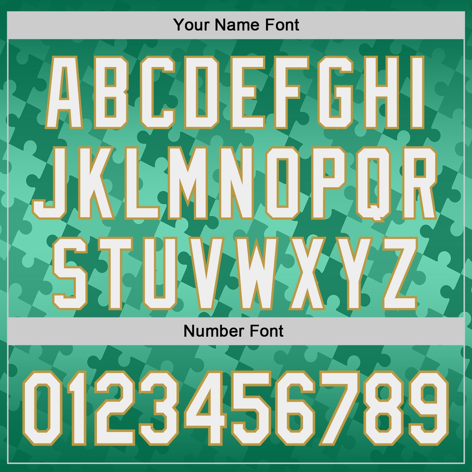 Custom Kelly Green White-Old Gold Puzzle 3D Pattern Design Authentic Baseball Jersey view 5