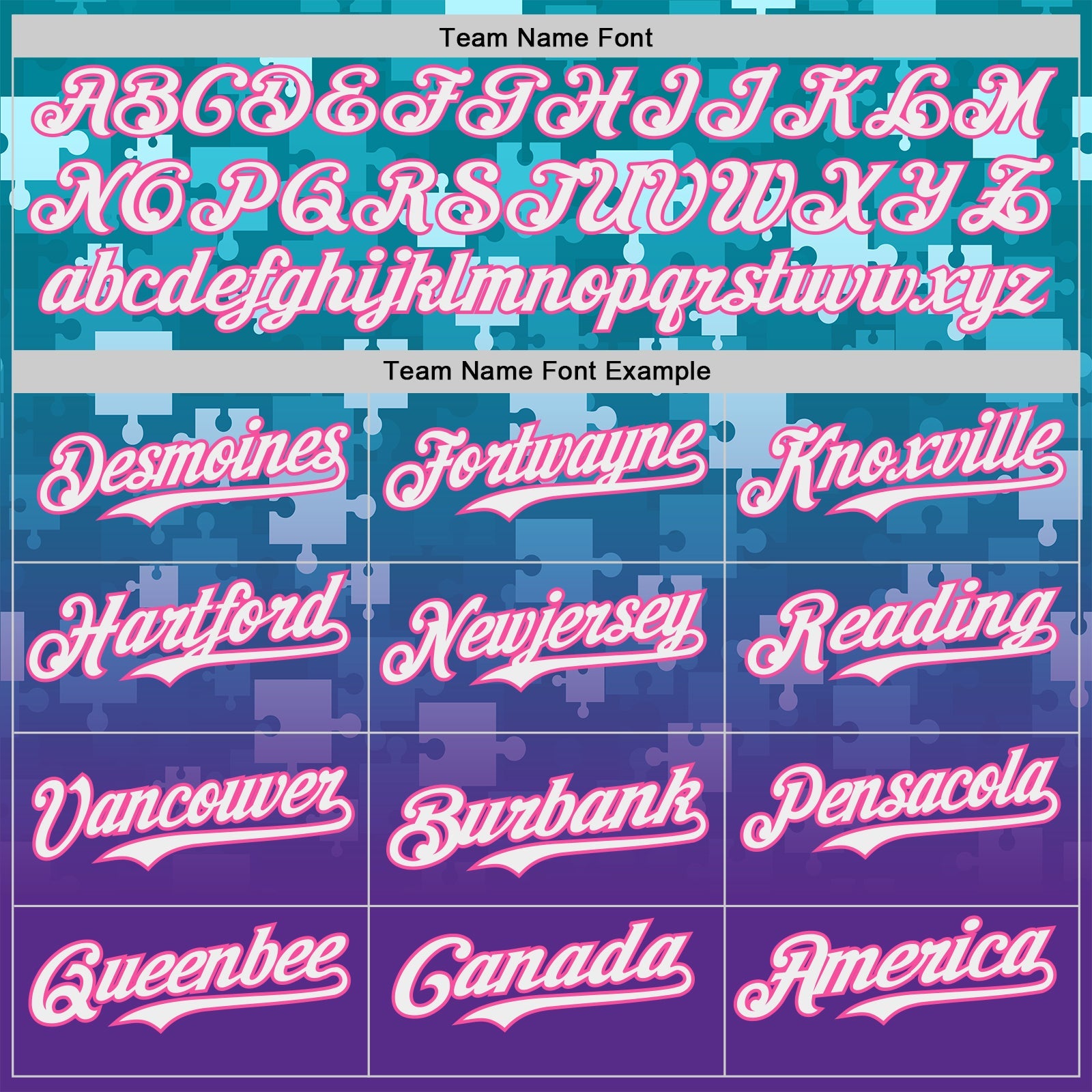 Custom Teal Pink Purple-White Gradient Puzzle 3D Pattern Design Authentic Baseball Jersey view 4