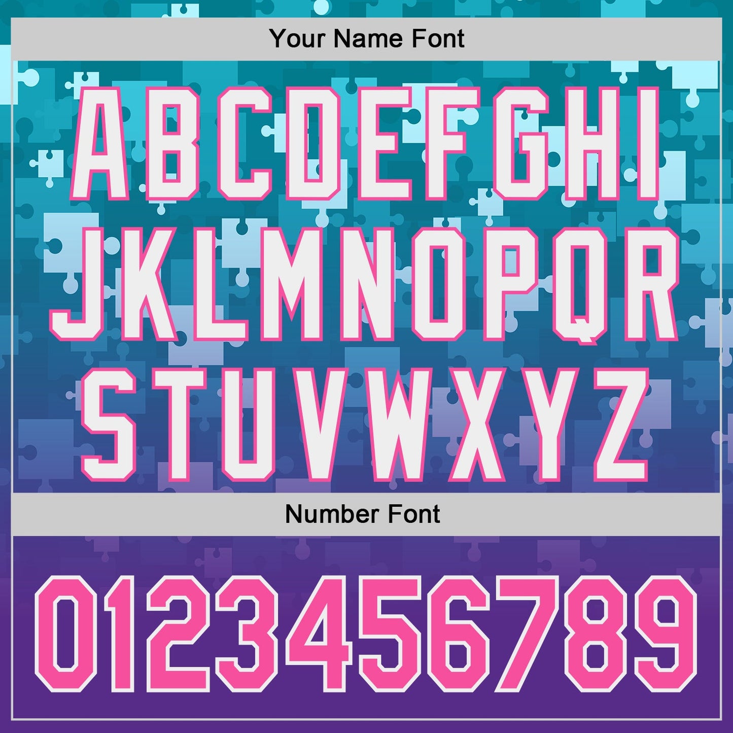 Custom Teal Pink Purple-White Gradient Puzzle 3D Pattern Design Authentic Baseball Jersey view 5