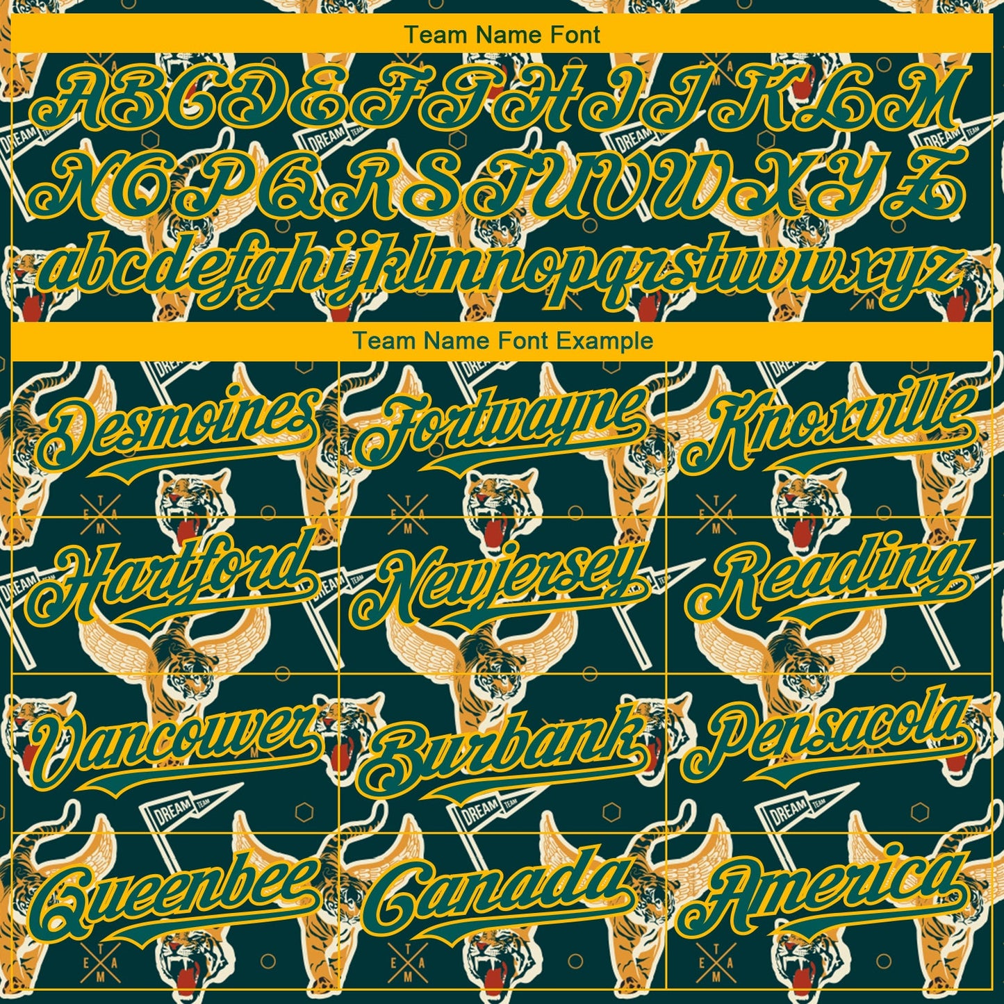 Custom Black Midnight Green-Gold 3D Pattern Design Tiger Authentic Baseball Jersey view 4
