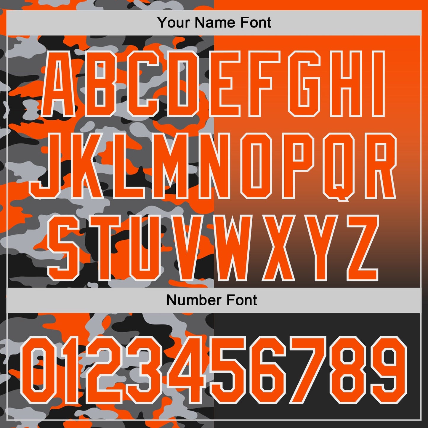 Custom Orange Black-White Half Camo Ombre Authentic Baseball Jersey view 5