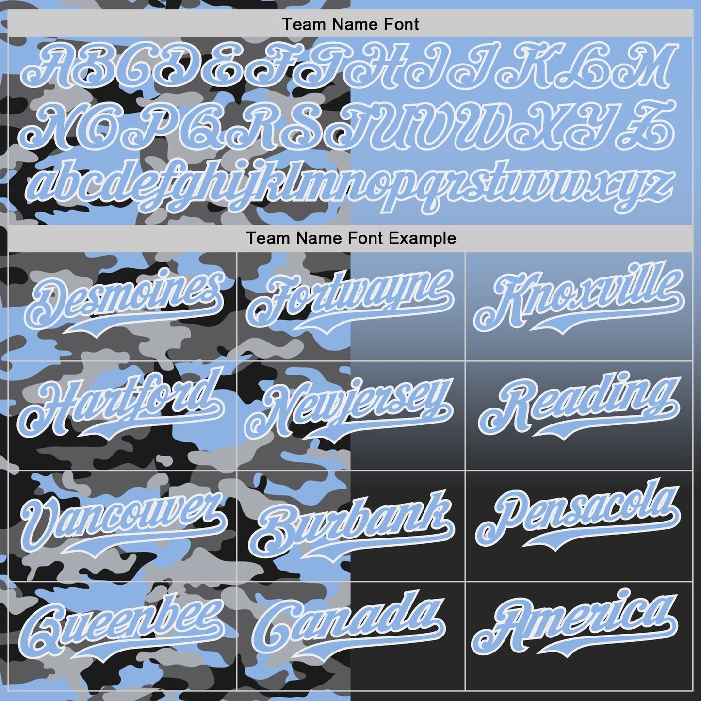 Custom Light Blue Black-White Half Camo Ombre Authentic Baseball Jersey view 4
