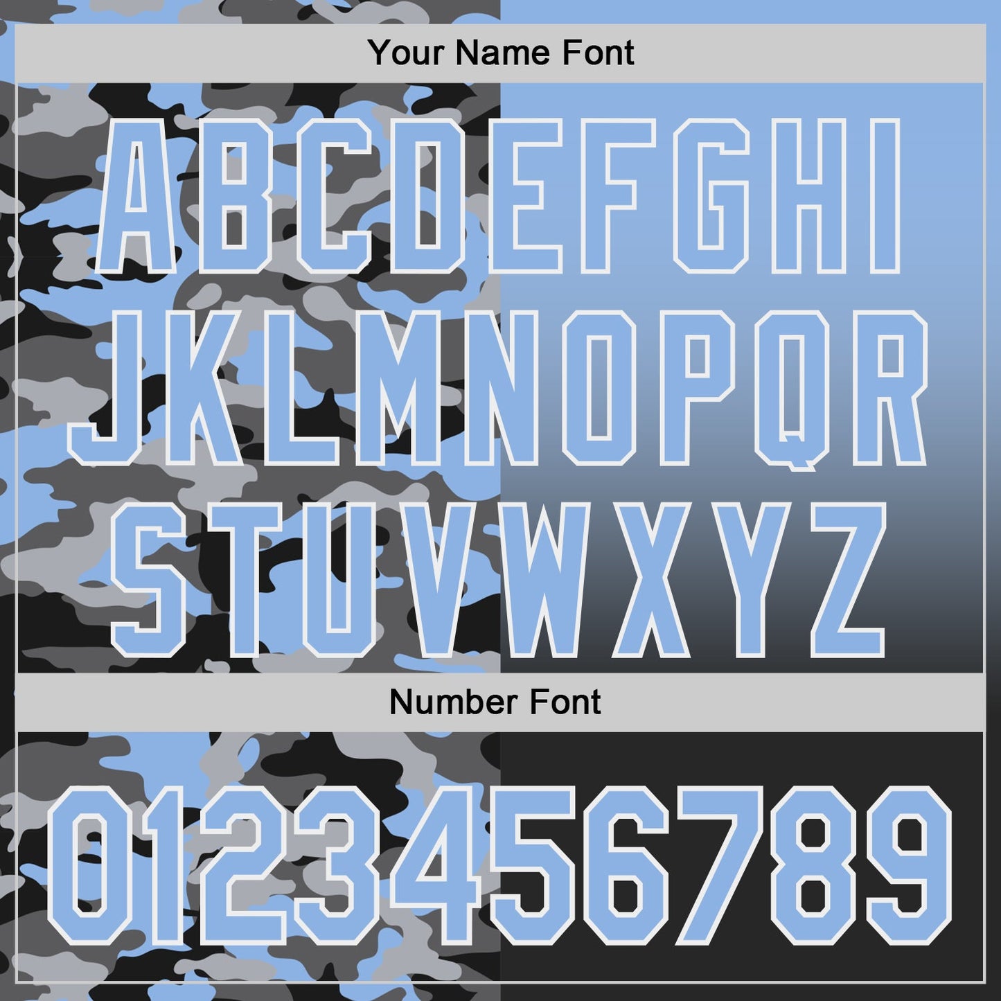 Custom Light Blue Black-White Half Camo Ombre Authentic Baseball Jersey view 5