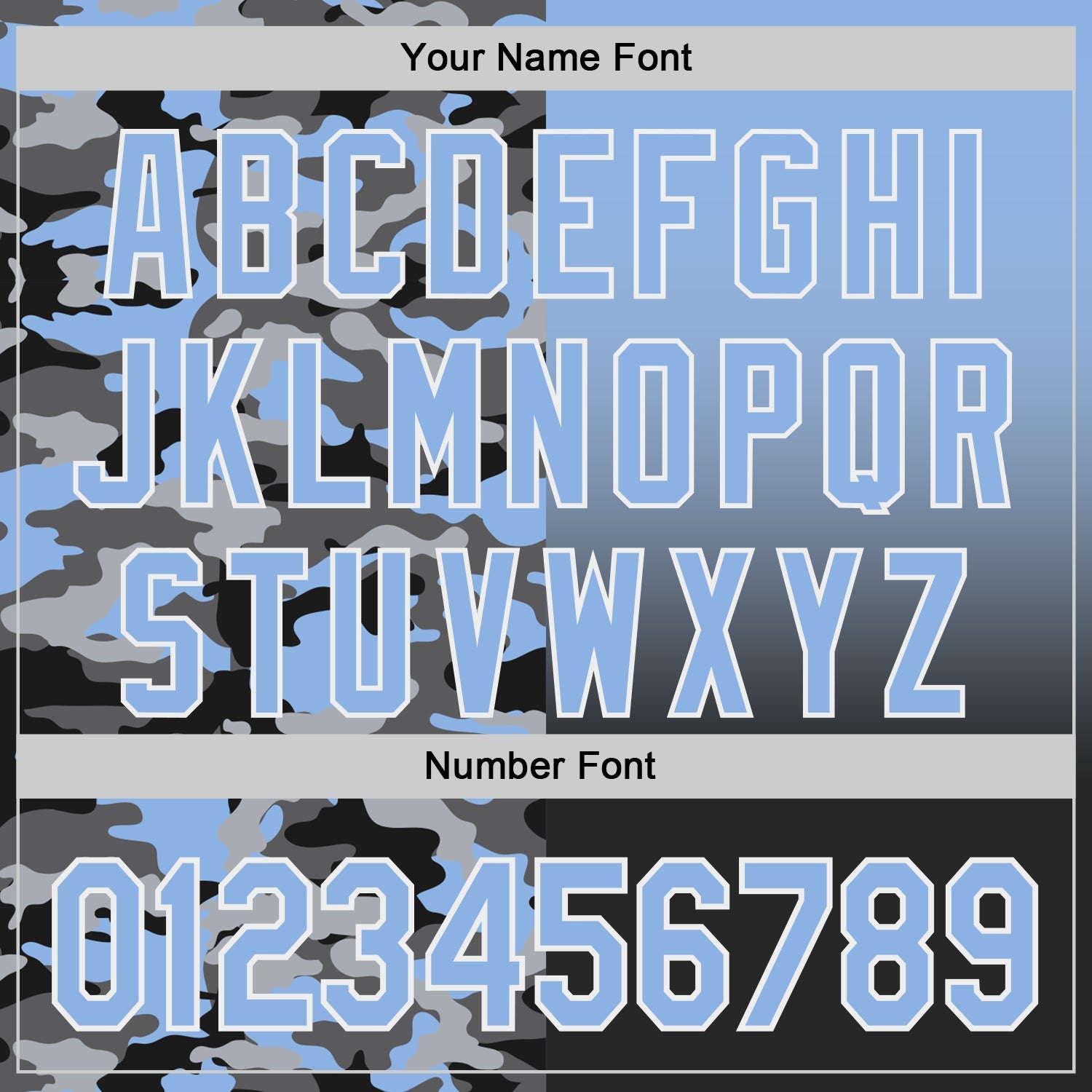 Custom Light Blue Black-White Half Camo Ombre Authentic Baseball Jersey view 5