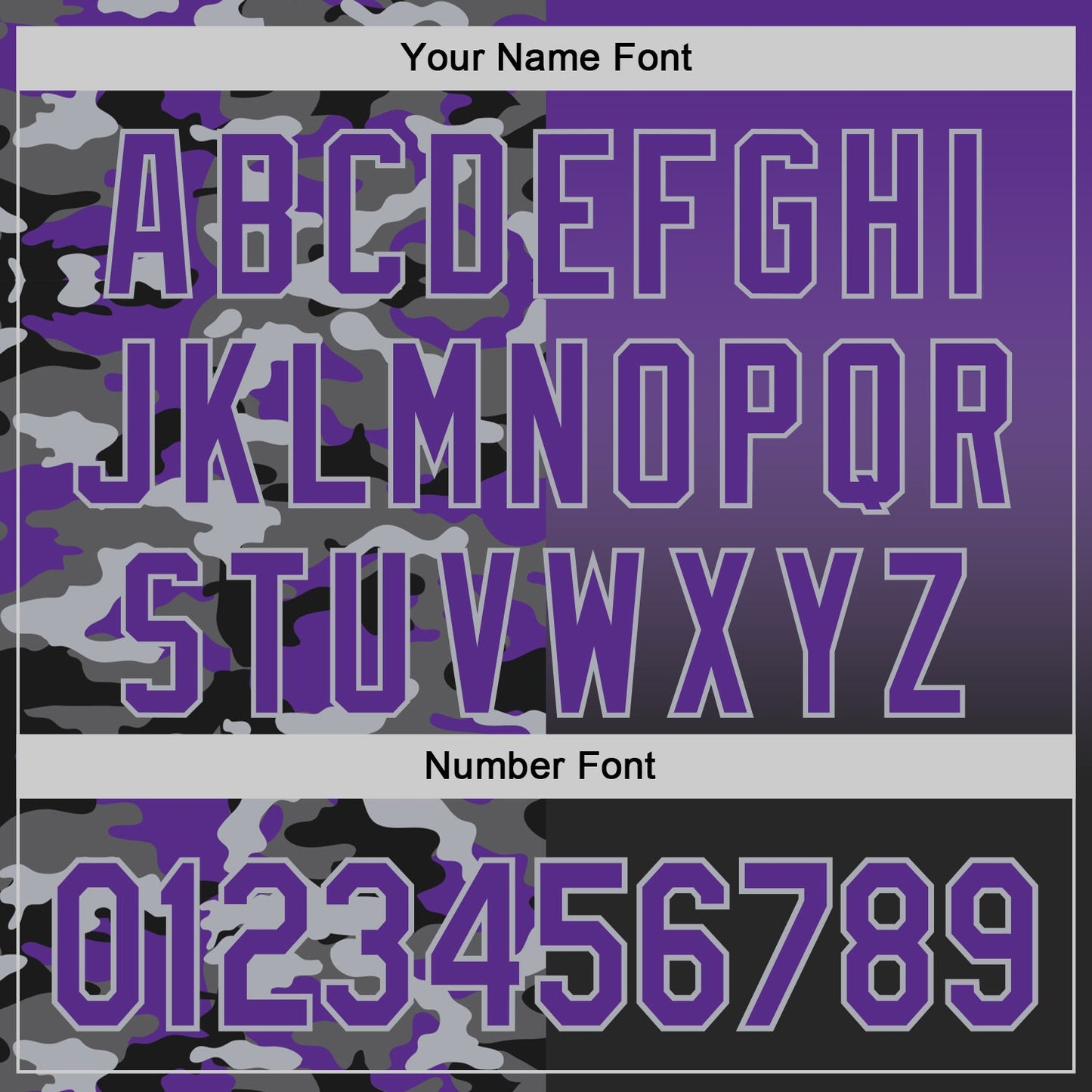 Custom Purple Black-Gray Half Camo Ombre Authentic Baseball Jersey view 5