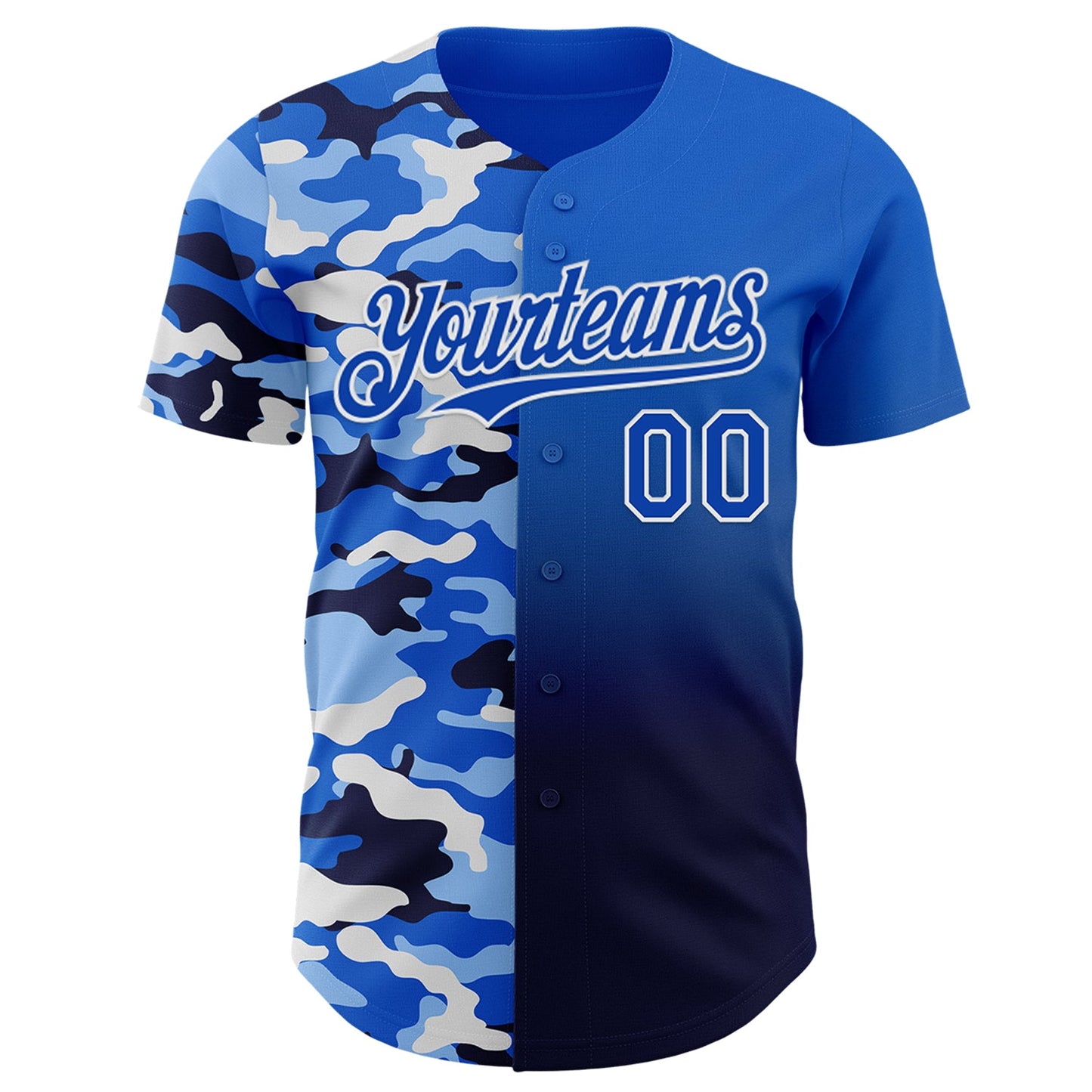 Custom Thunder Blue Navy-White Half Camo Ombre Authentic Baseball Jersey view 2