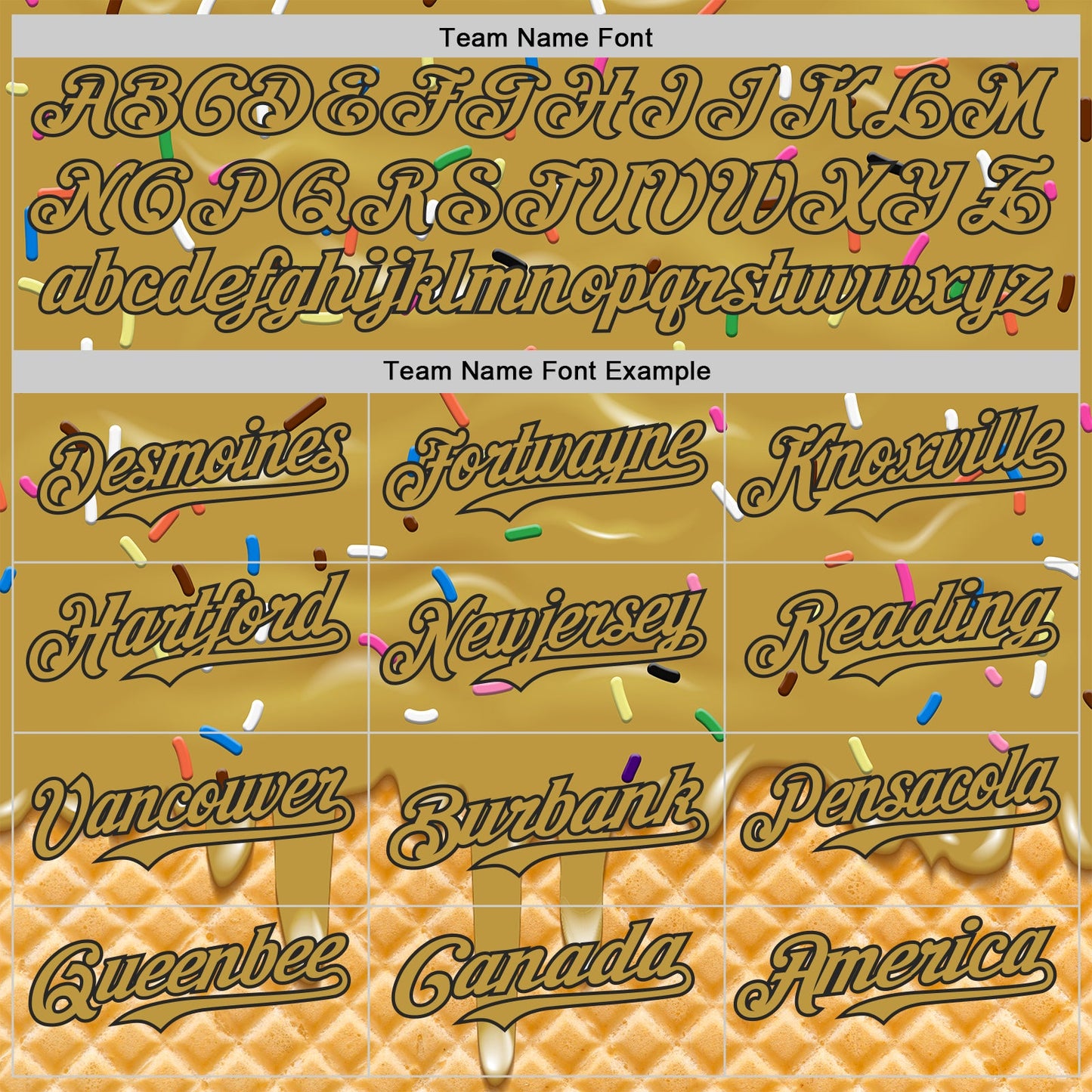 Custom Old Gold-Black Ice Cream Waffle Foodie Dessert Authentic Baseball Jersey view 4
