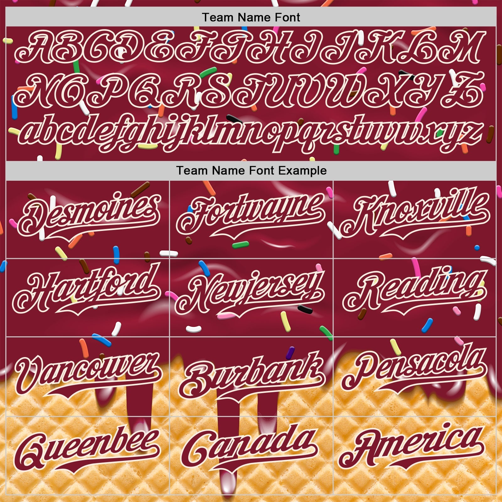 Custom Crimson-Cream Ice Cream Waffle Foodie Dessert Authentic Baseball Jersey view 4