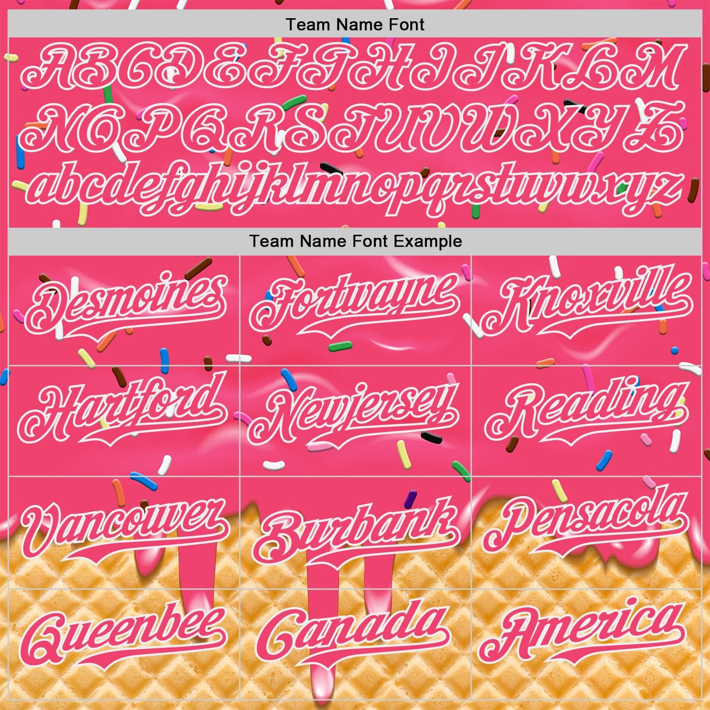 Custom Neon Pink-White Ice Cream Waffle Foodie Dessert Authentic Baseball Jersey view 4