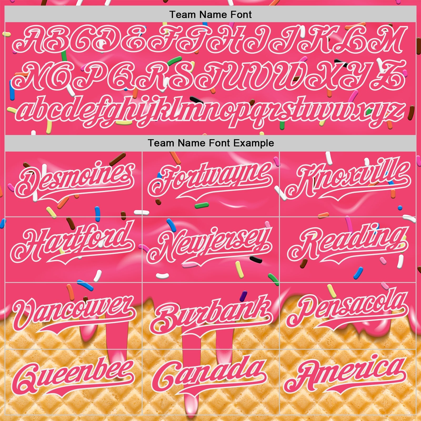 Custom Neon Pink-White Ice Cream Waffle Foodie Dessert Authentic Baseball Jersey view 4