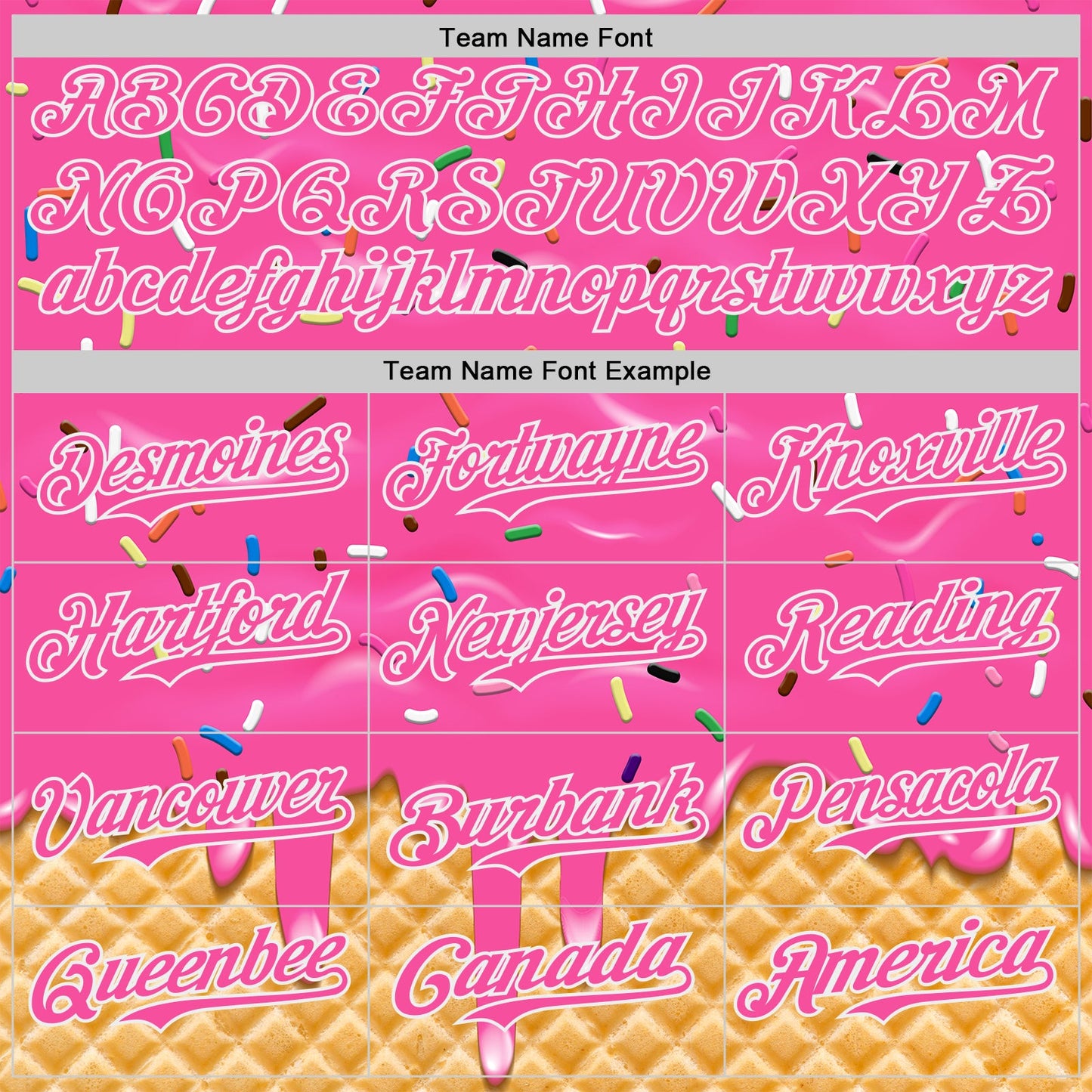 Custom Pink-White Ice Cream Waffle Foodie Dessert Authentic Baseball Jersey view 4