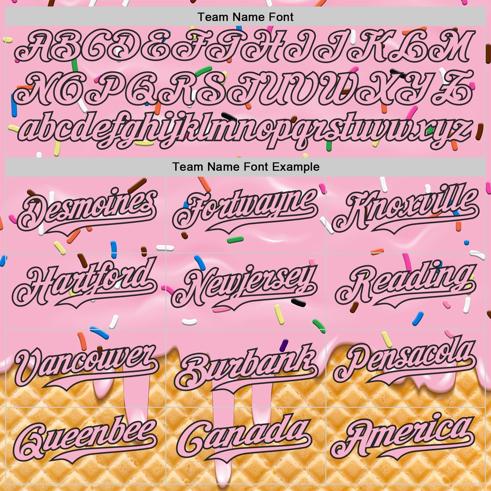 Custom Light Pink-Black Ice Cream Waffle Foodie Dessert Authentic Baseball Jersey view 4