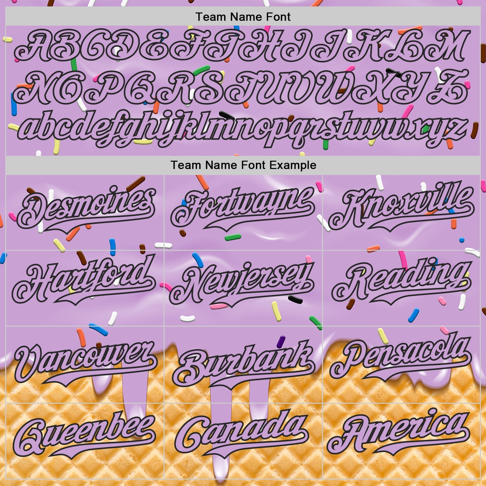 Custom Light Purple-Black Ice Cream Waffle Foodie Dessert Authentic Baseball Jersey view 4