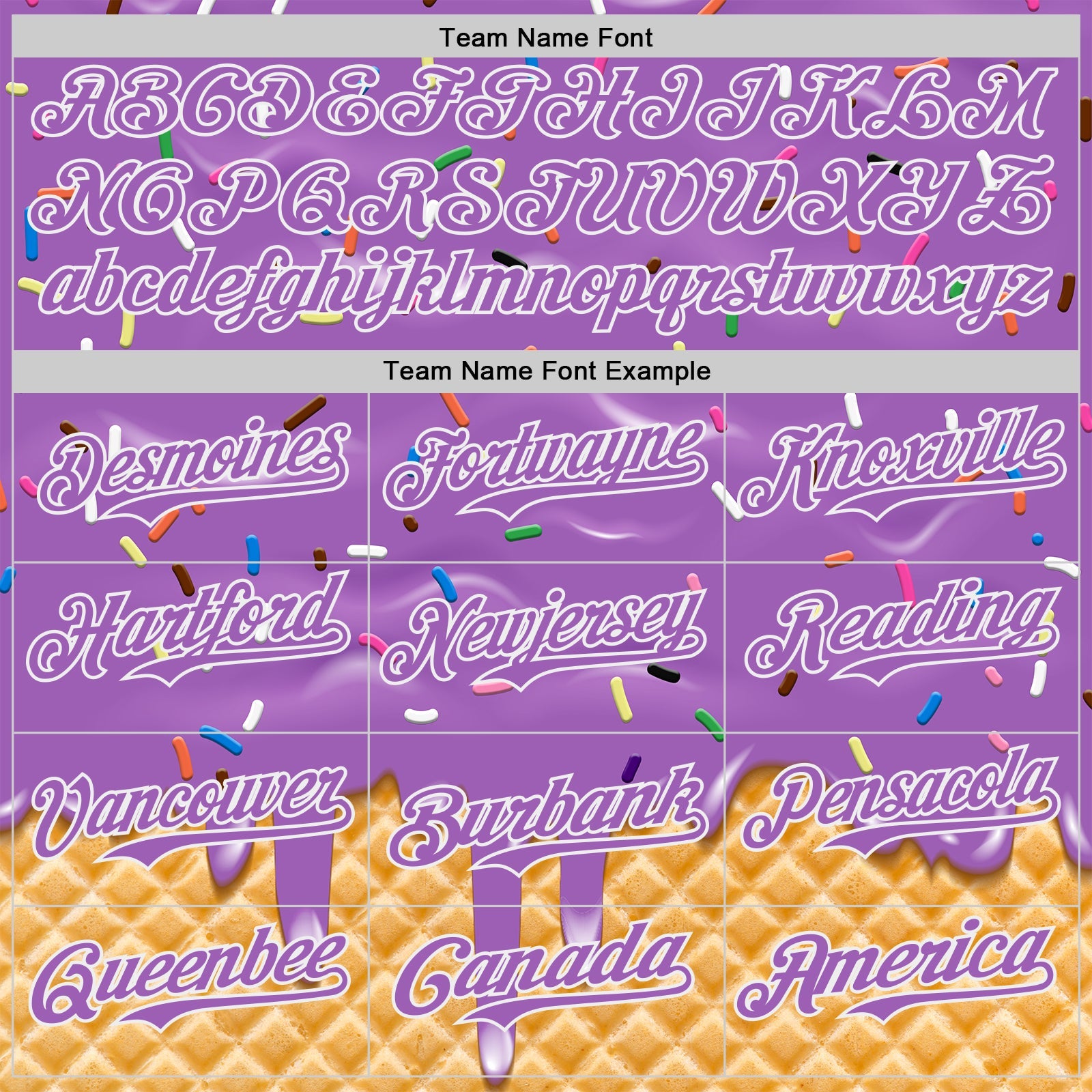 Custom Medium Purple-White Ice Cream Waffle Foodie Dessert Authentic Baseball Jersey view 4
