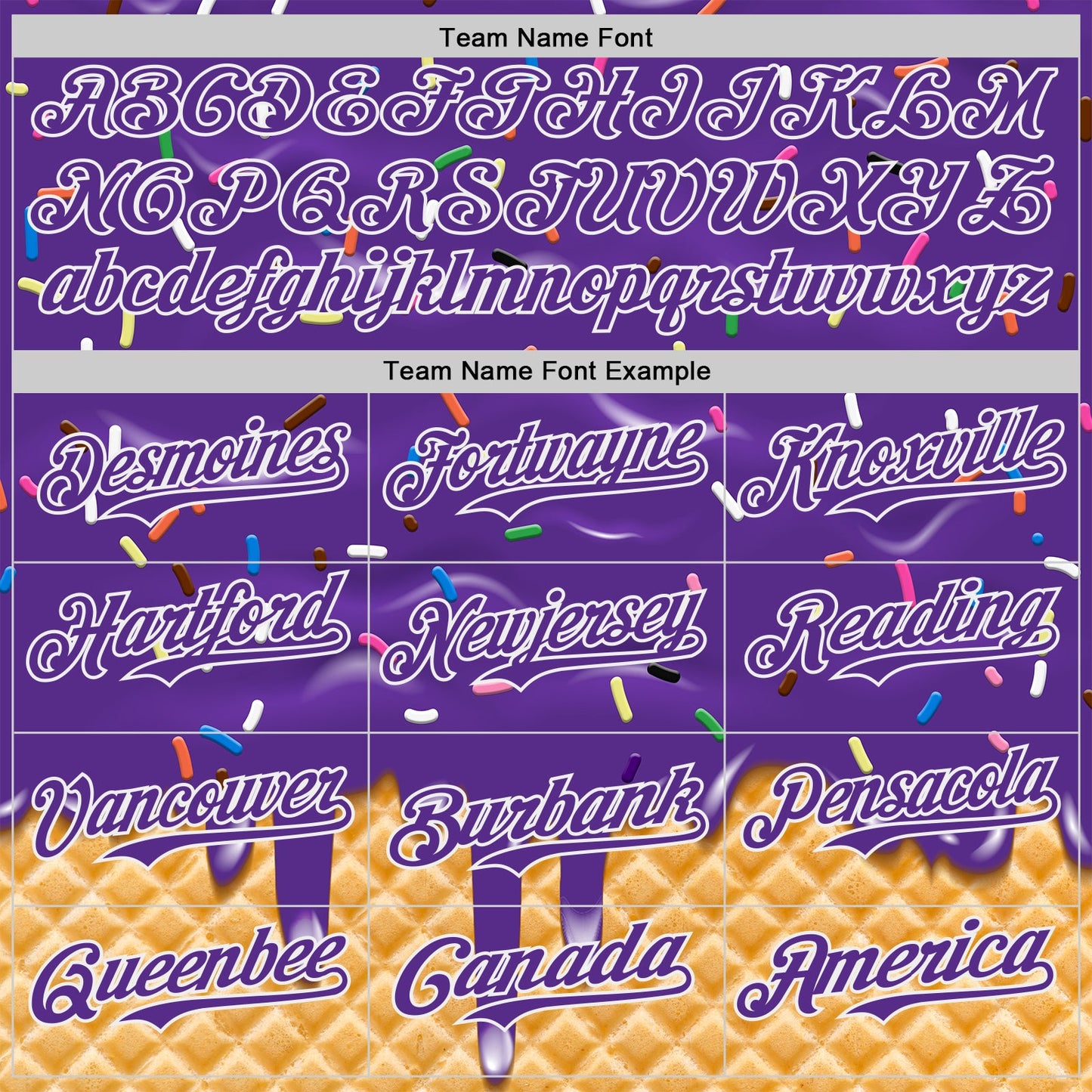 Custom Purple-White Ice Cream Waffle Foodie Dessert Authentic Baseball Jersey view 4