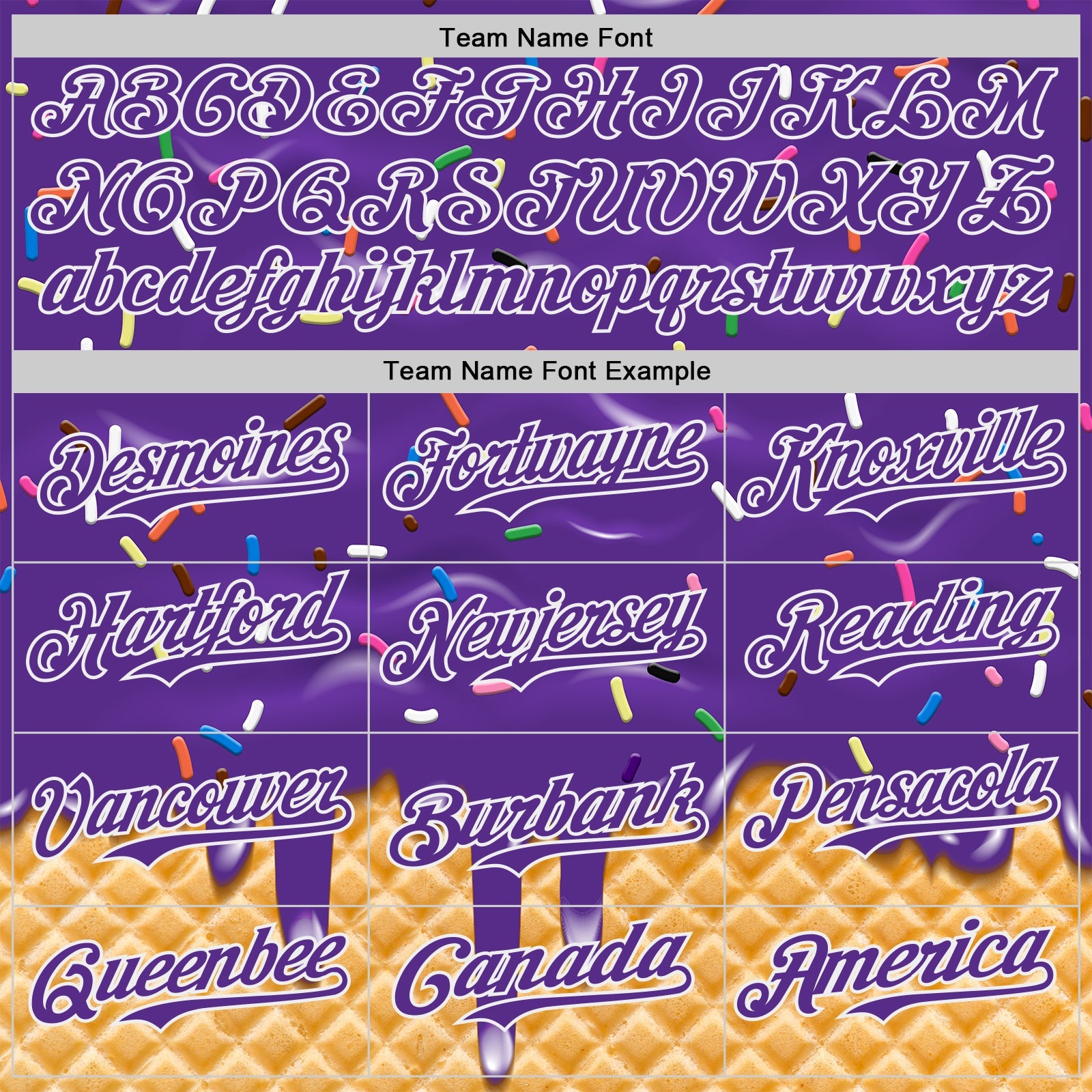 Custom Purple-White Ice Cream Waffle Foodie Dessert Authentic Baseball Jersey view 4