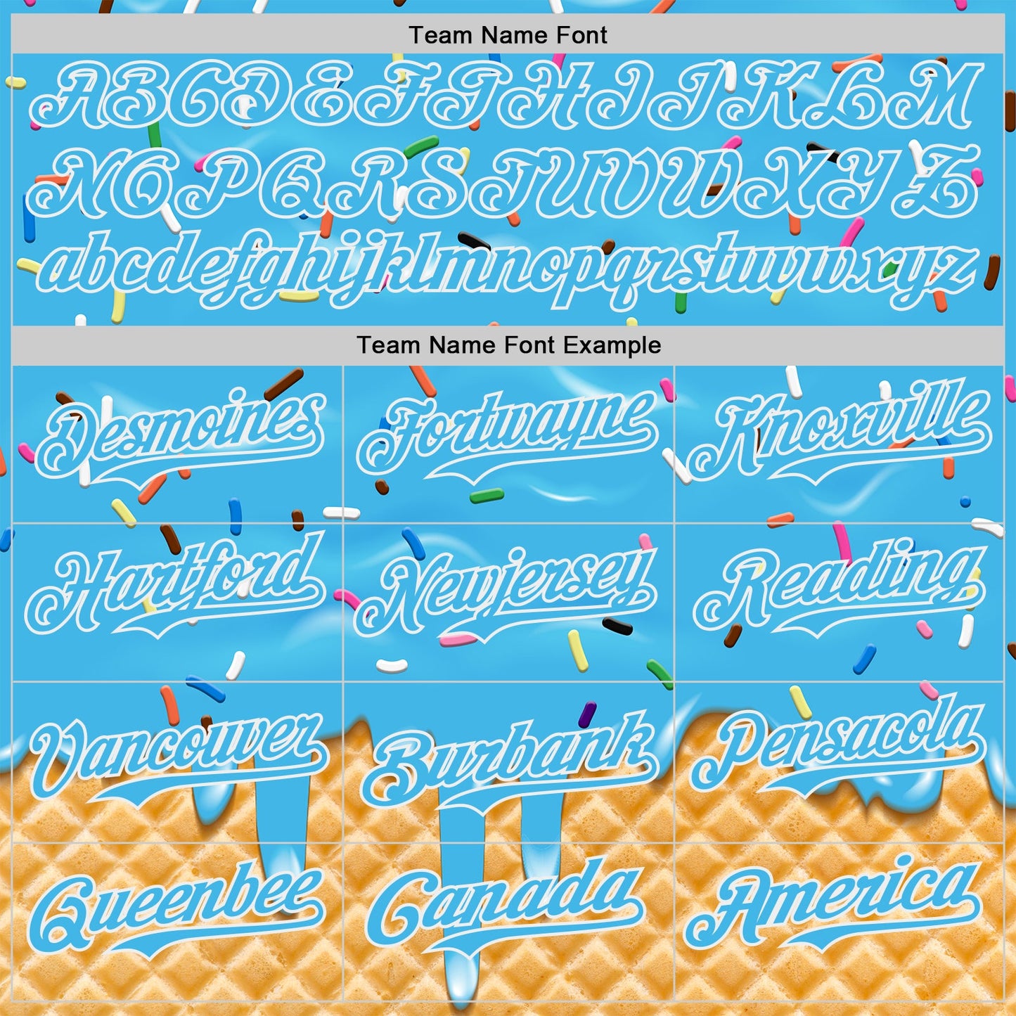 Custom Sky Blue-White Ice Cream Waffle Foodie Dessert Authentic Baseball Jersey view 4