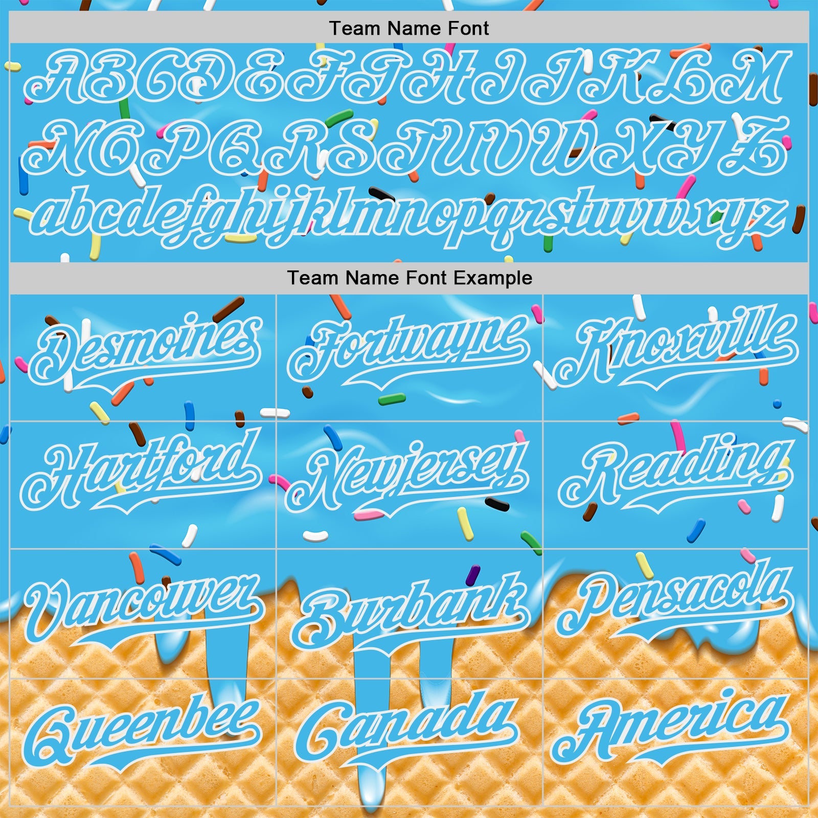 Custom Sky Blue-White Ice Cream Waffle Foodie Dessert Authentic Baseball Jersey view 4