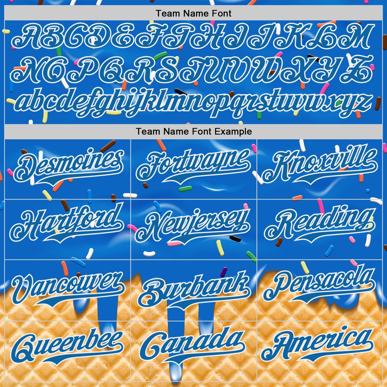 Custom Blue-White Ice Cream Waffle Foodie Dessert Authentic Baseball Jersey view 4