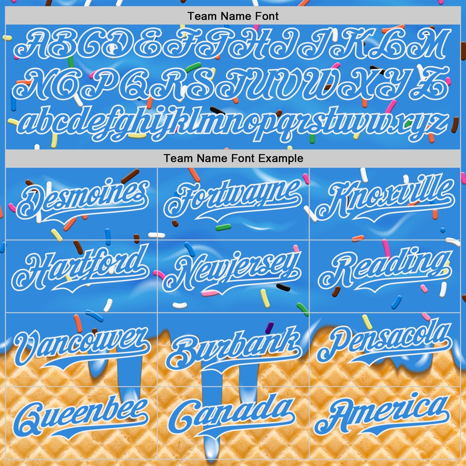 Custom Electric Blue-White Ice Cream Waffle Foodie Dessert Authentic Baseball Jersey view 4