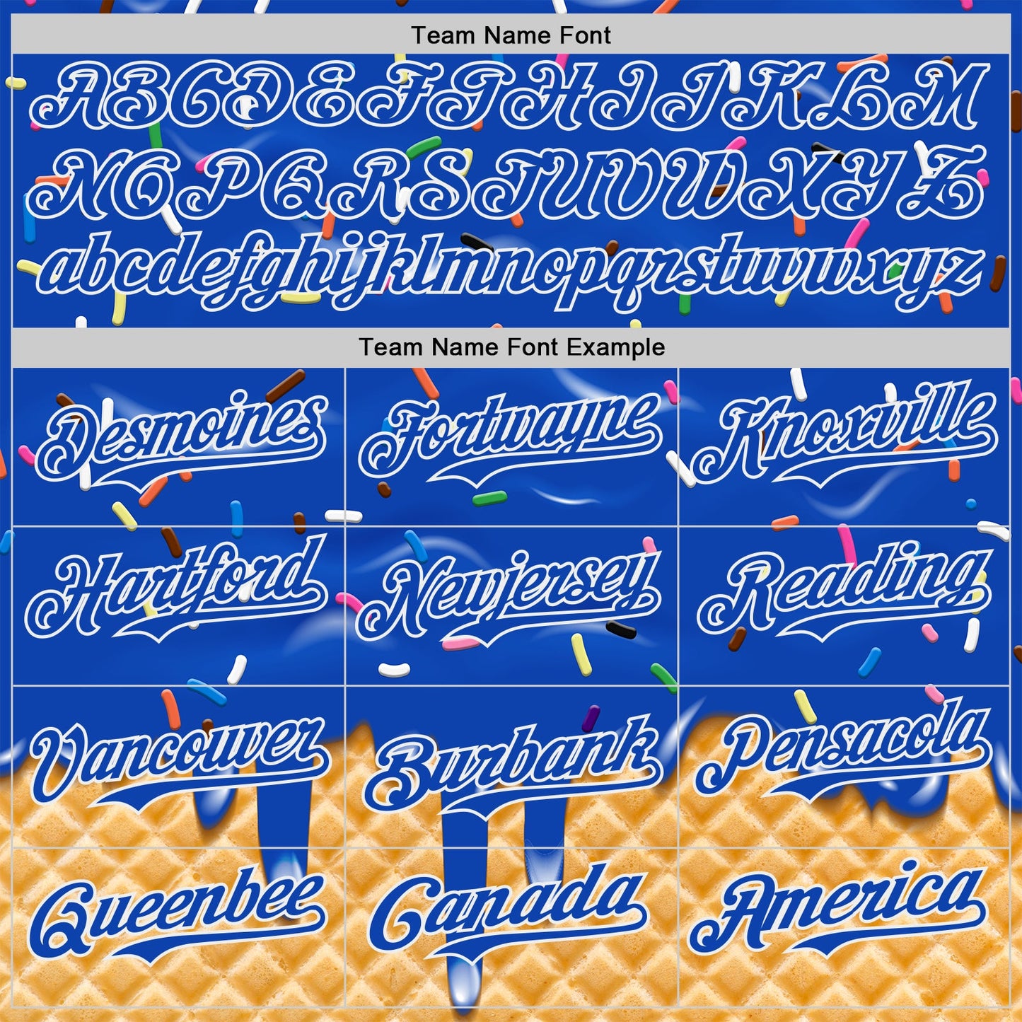 Custom Thunder Blue-White Ice Cream Waffle Foodie Dessert Authentic Baseball Jersey view 4