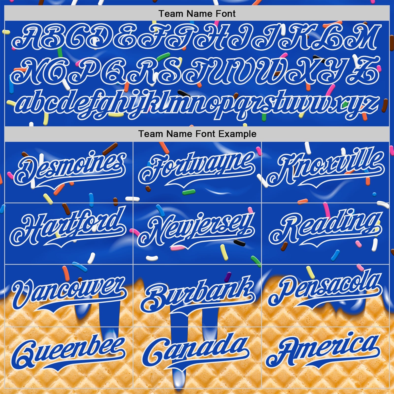 Custom Thunder Blue-White Ice Cream Waffle Foodie Dessert Authentic Baseball Jersey view 4