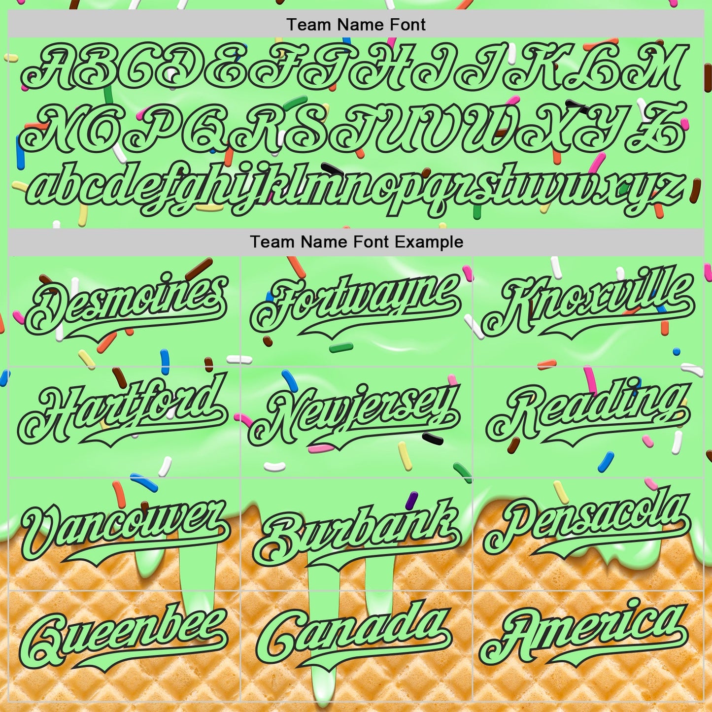 Custom Pea Green-Black Ice Cream Waffle Foodie Dessert Authentic Baseball Jersey view 4
