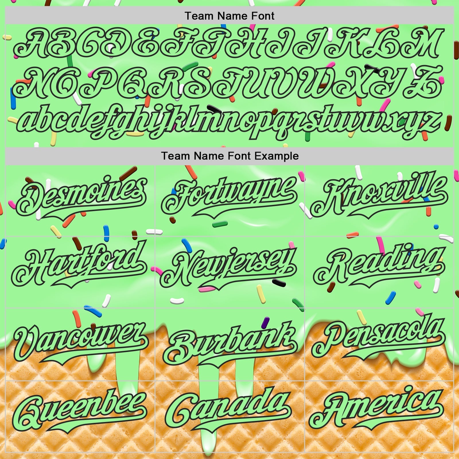 Custom Pea Green-Black Ice Cream Waffle Foodie Dessert Authentic Baseball Jersey view 4