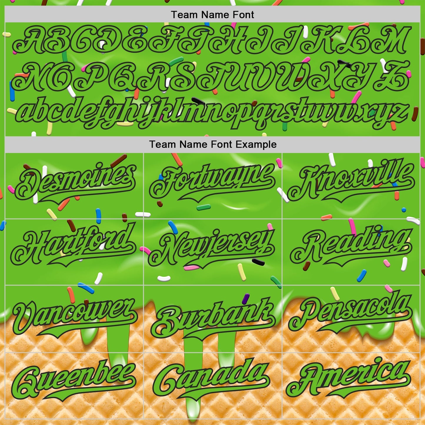 Custom Aurora Green-Black Ice Cream Waffle Foodie Dessert Authentic Baseball Jersey view 4