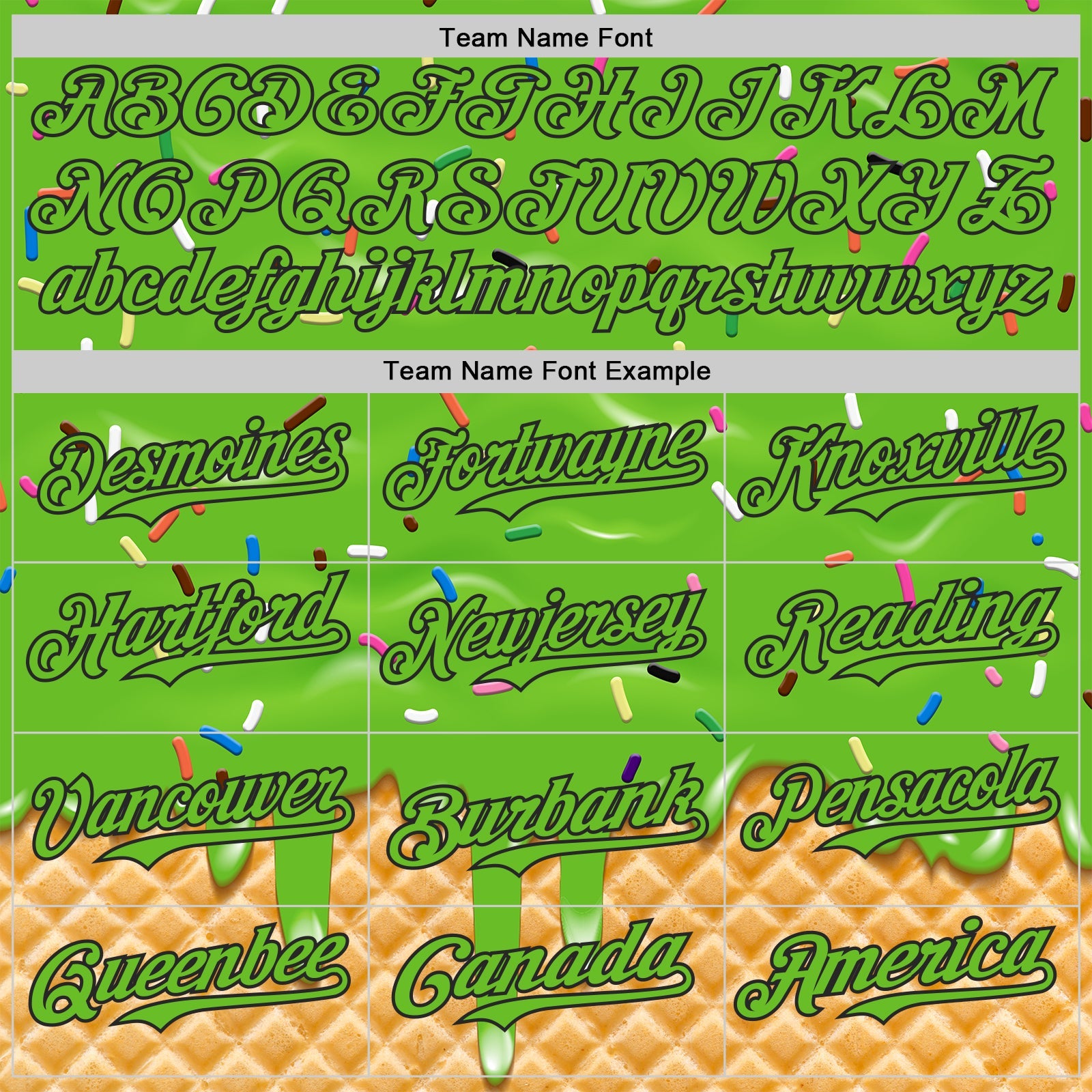 Custom Aurora Green-Black Ice Cream Waffle Foodie Dessert Authentic Baseball Jersey view 4