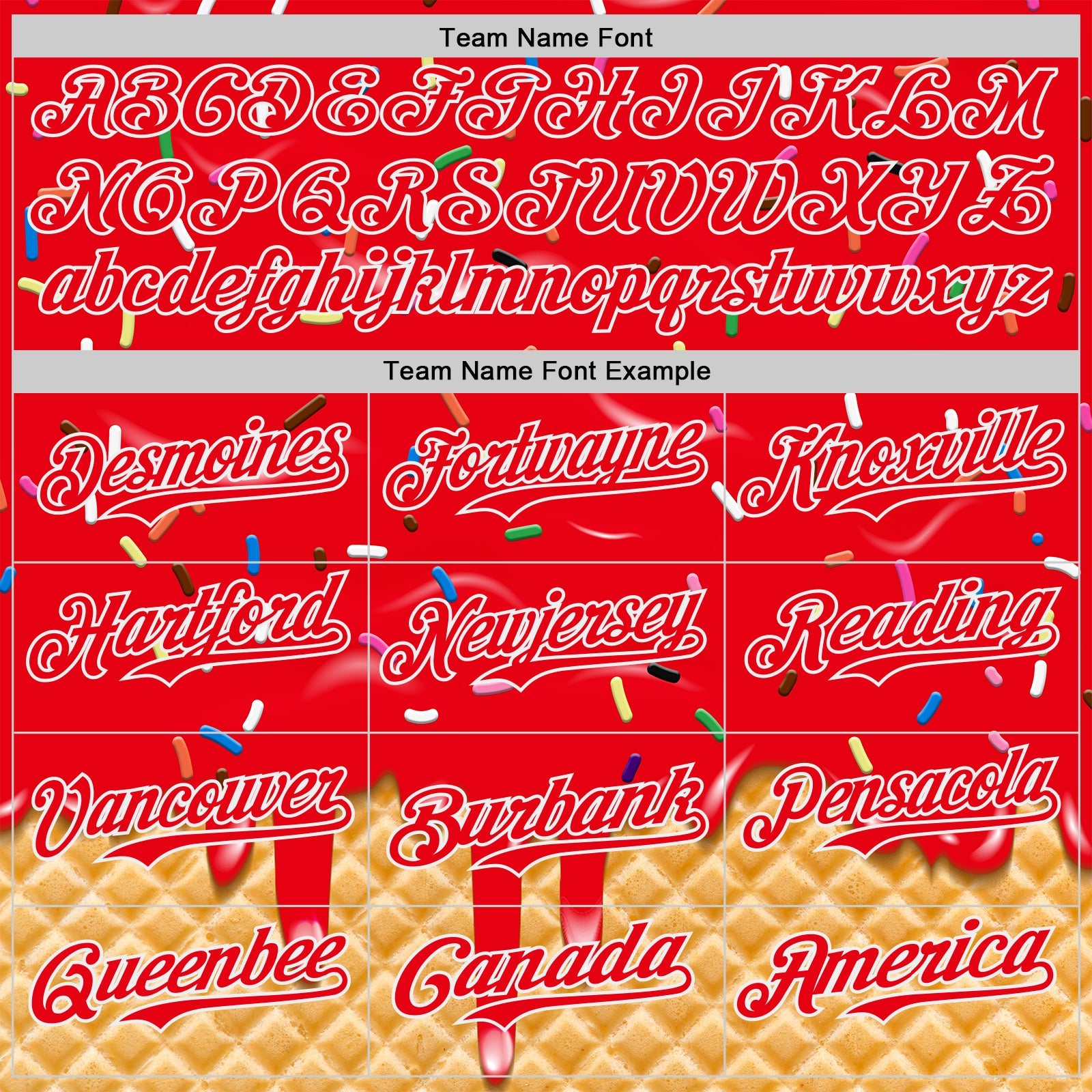 Custom Fire Red-White Ice Cream Waffle Foodie Dessert Authentic Baseball Jersey view 4